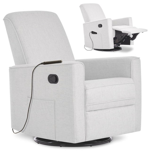 Evolur Raleigh Power Swivel Glider Recliner, Fog Gray