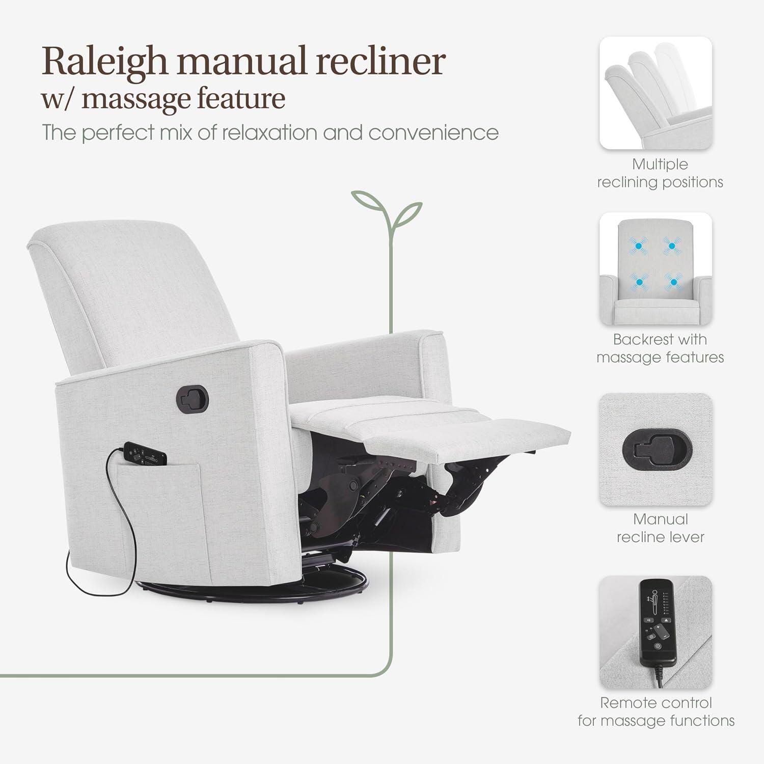 Evolur Raleigh Power Swivel Glider Recliner, Fog Gray, large