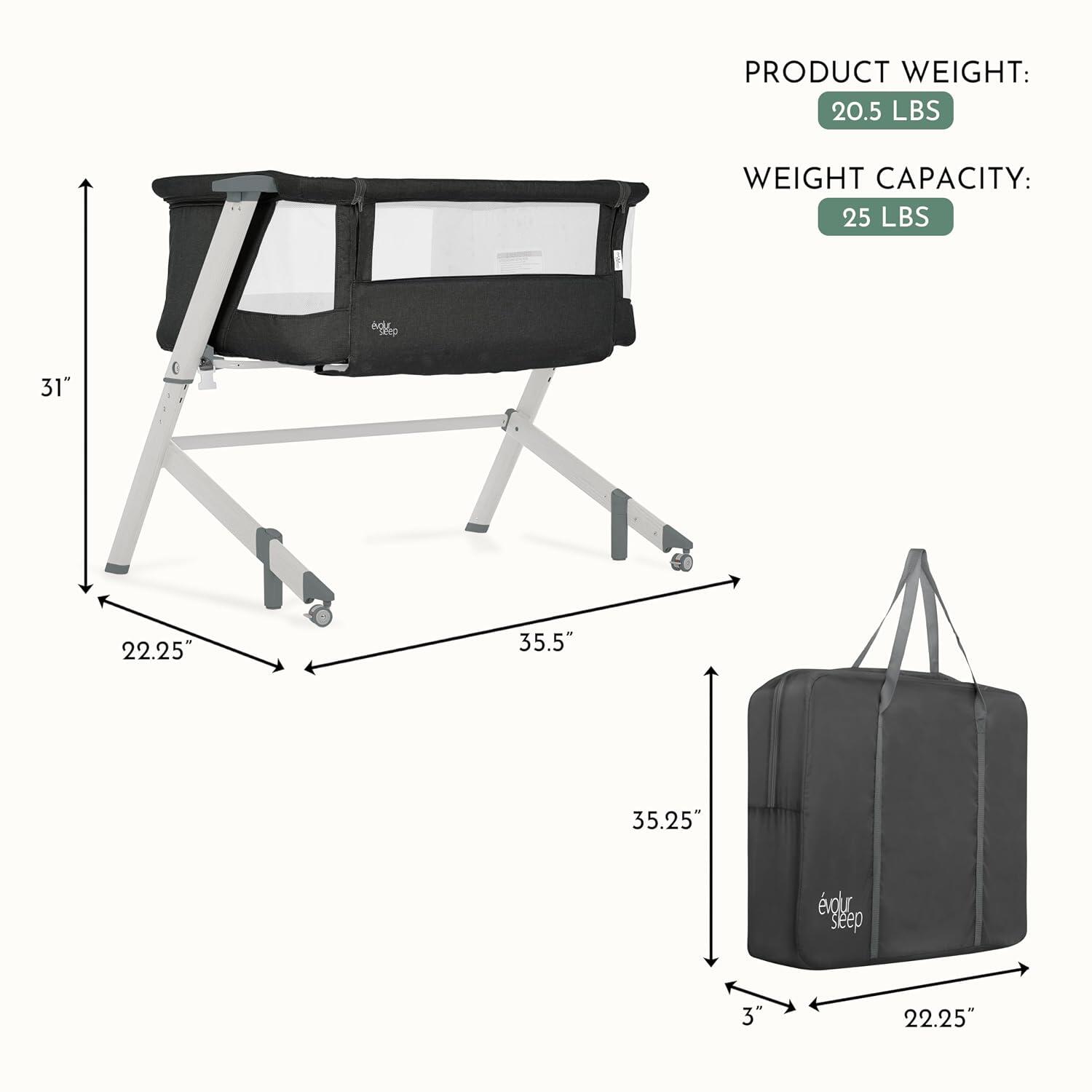 Evolur Stellar Bassinet, Black, large