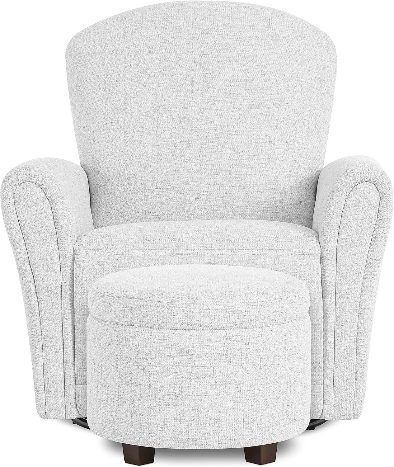 Evolur Vienna Solid Swivel Glider Recliner with Ottoman, , large