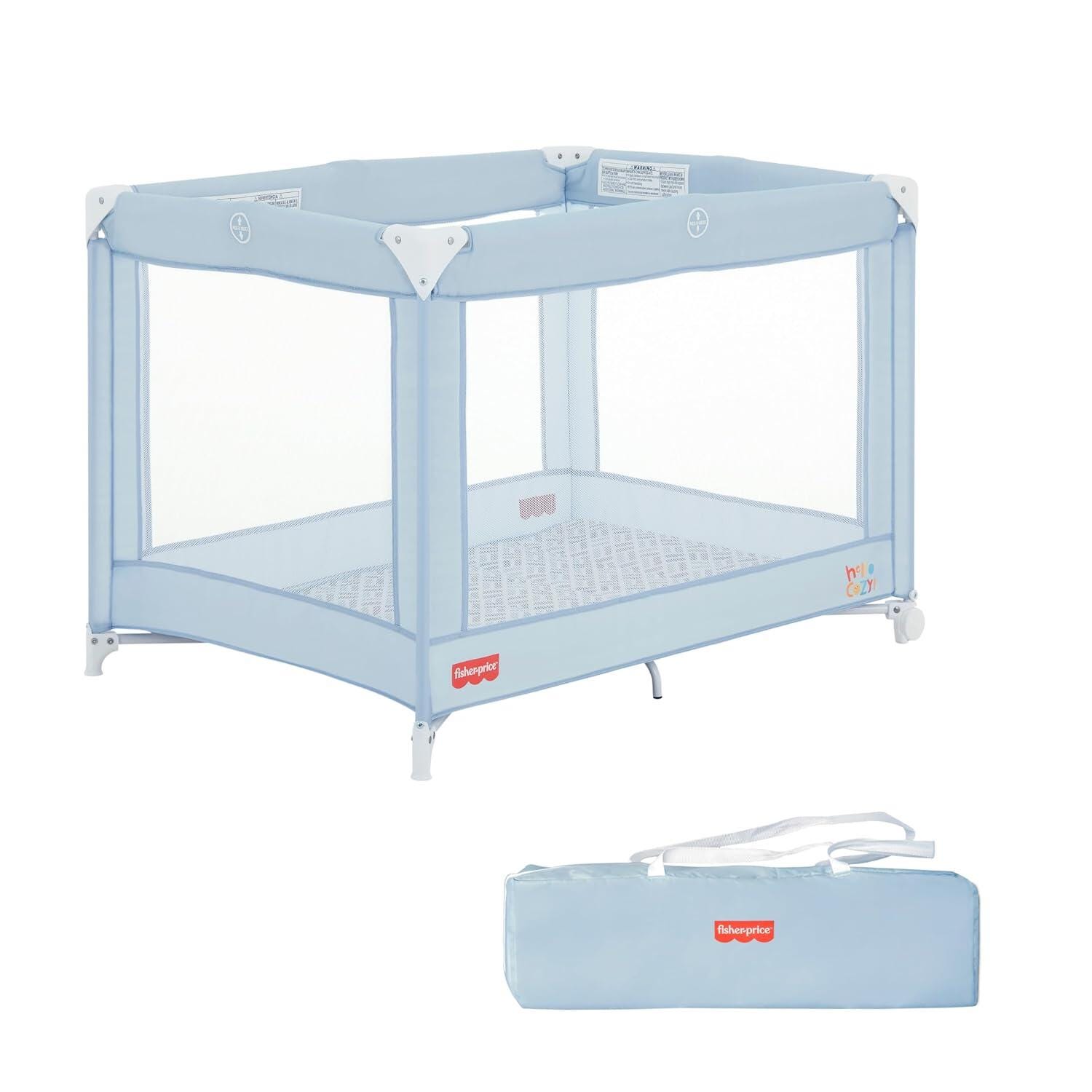 Fisher-Price by Dream On Me Play All Day Foldable Playard, Moonmist Blue, large