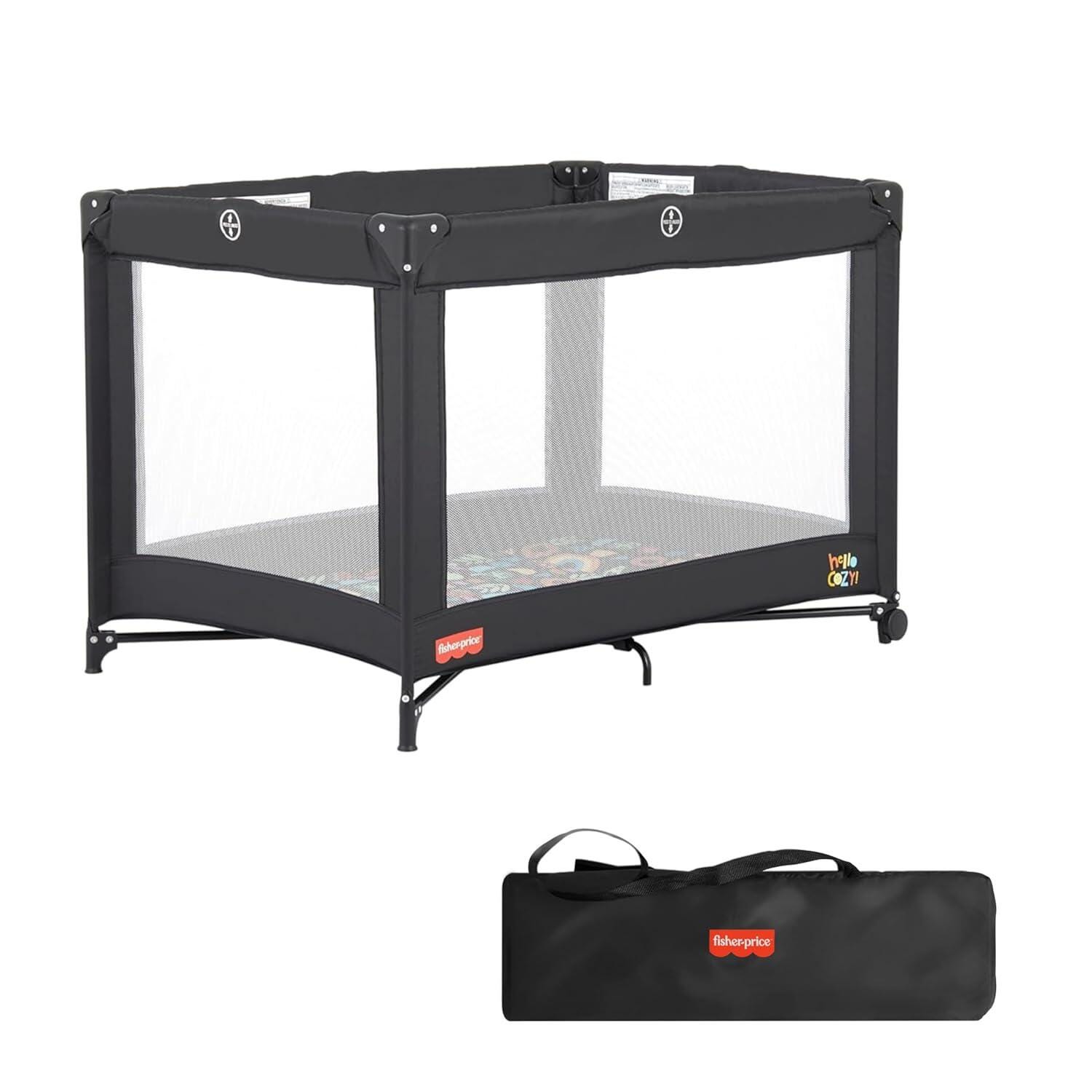 Fisher-Price by Dream On Me Play All Day Foldable Playard, Rainbow Black