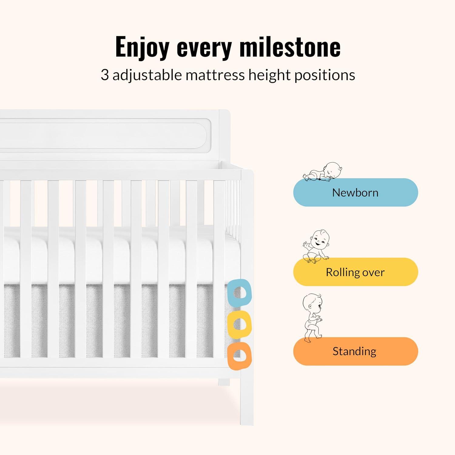 Dream On Me Avery 5-in-1 Convertible Crib, , large