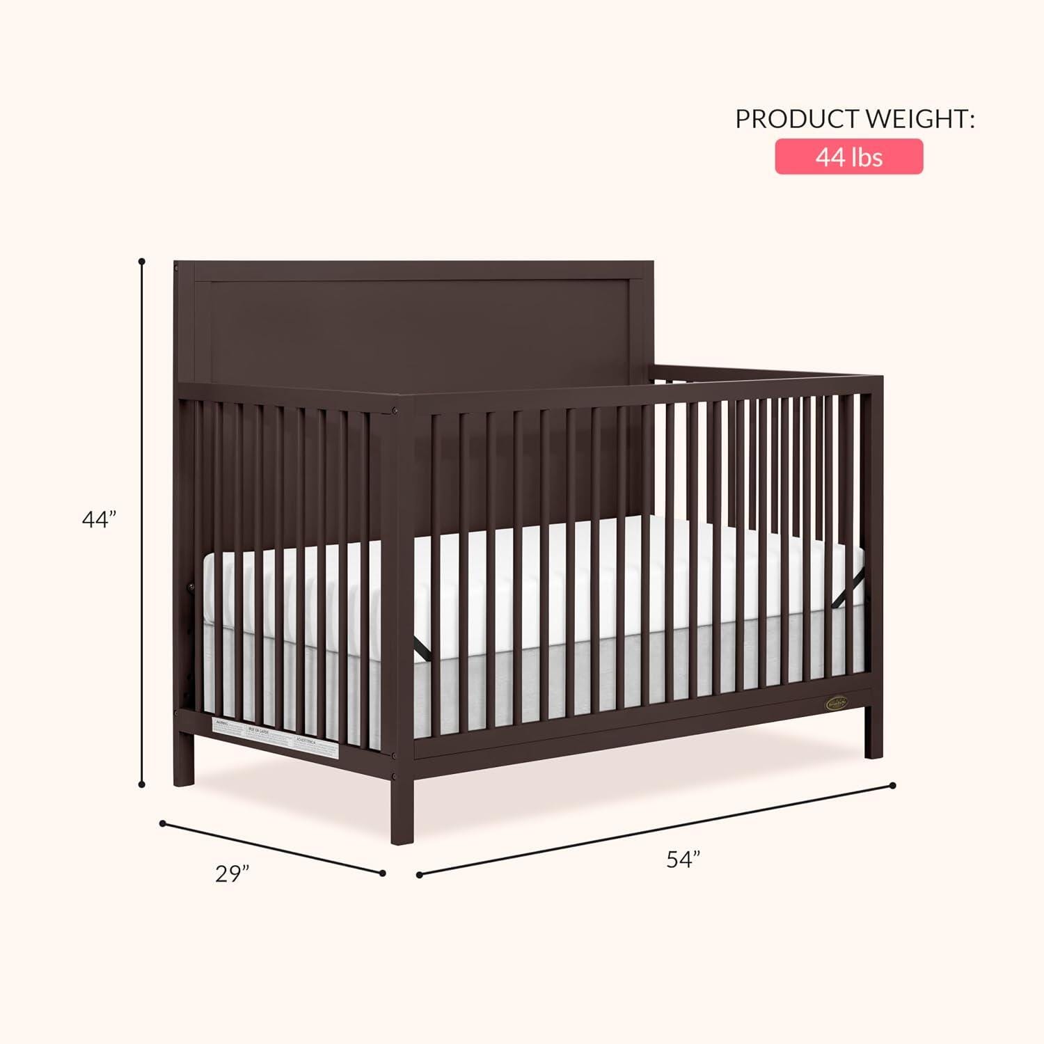 Dream On Me Dillian 5-in-1 Convertible Crib, Chocolate Chip, large