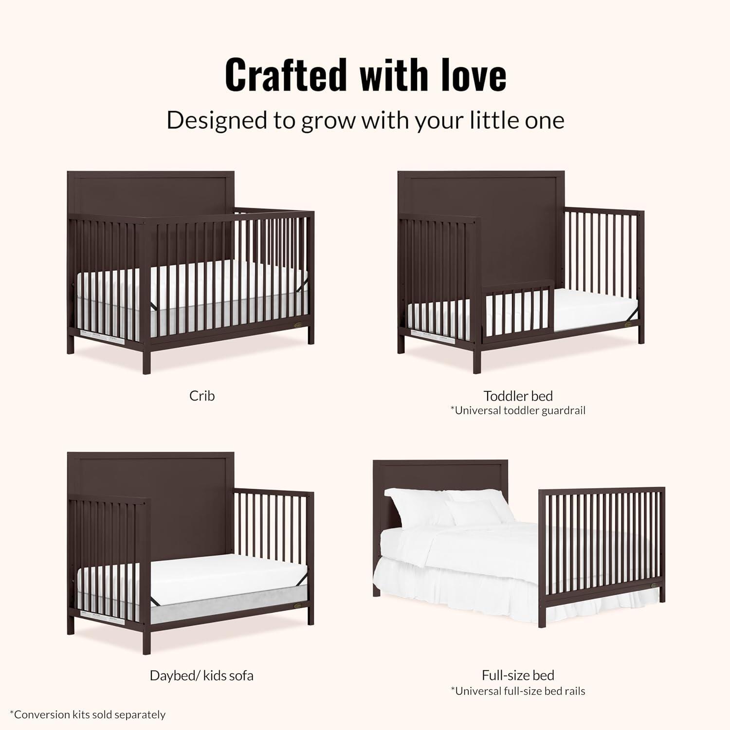 Dream On Me Dillian 5-in-1 Convertible Crib, Chocolate Chip, large