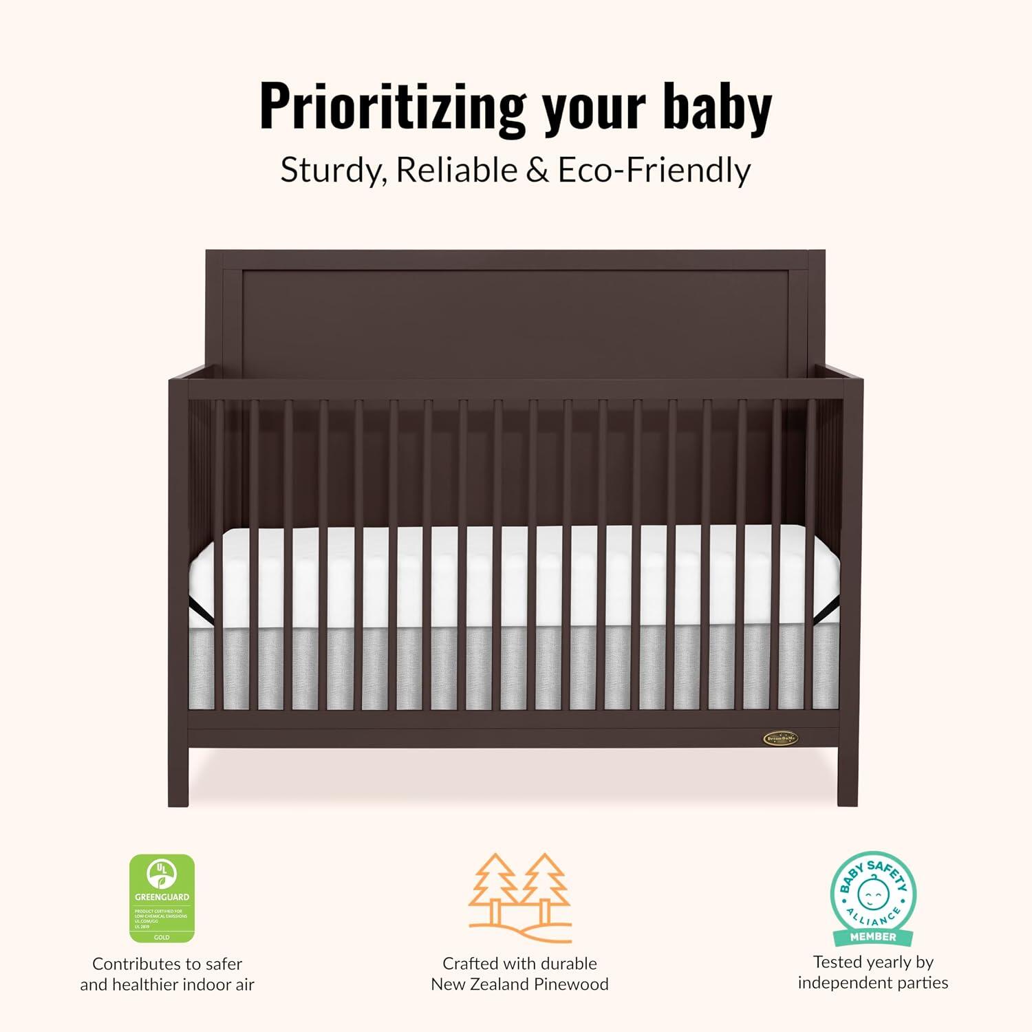 Dream On Me Dillian 5-in-1 Convertible Crib, Chocolate Chip, large