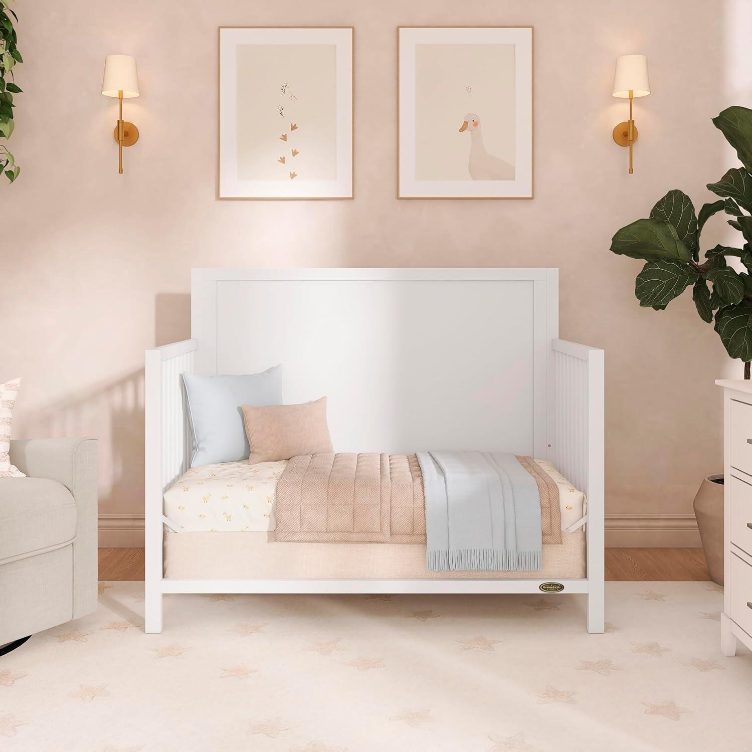 Dream On Me Dillian 5-in-1 Convertible Crib, White, large