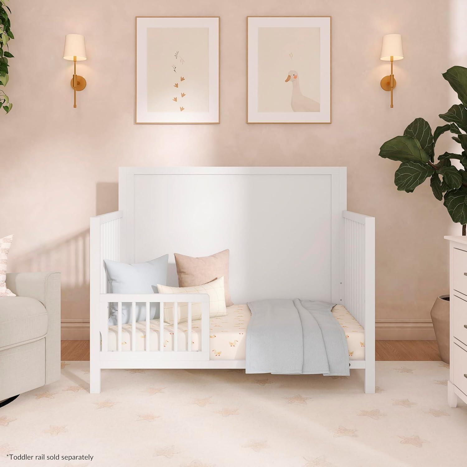 Dream On Me Dillian 5-in-1 Convertible Crib, White, large
