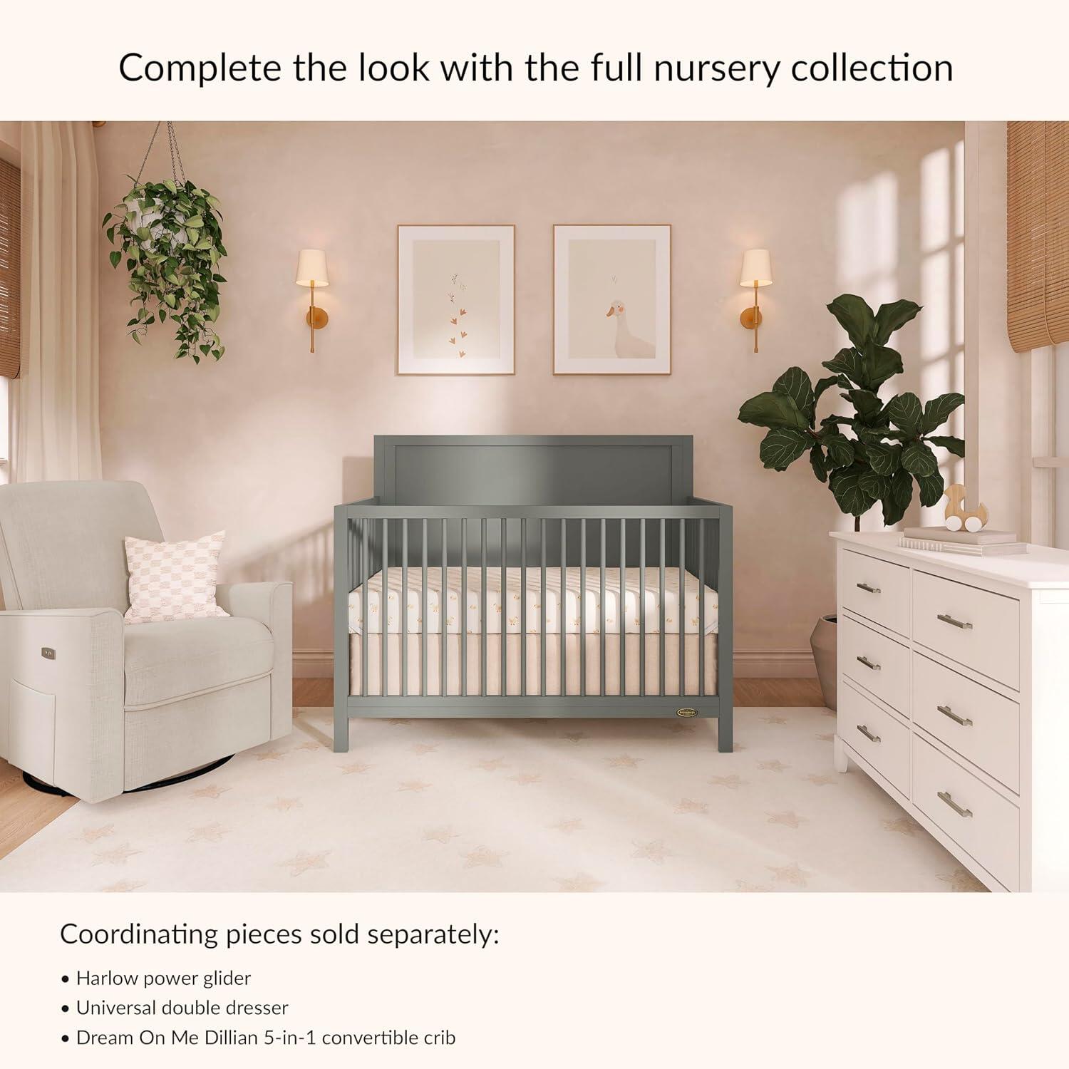 Dream On Me Dillian 5-in-1 Convertible Crib, Sea Grass, large