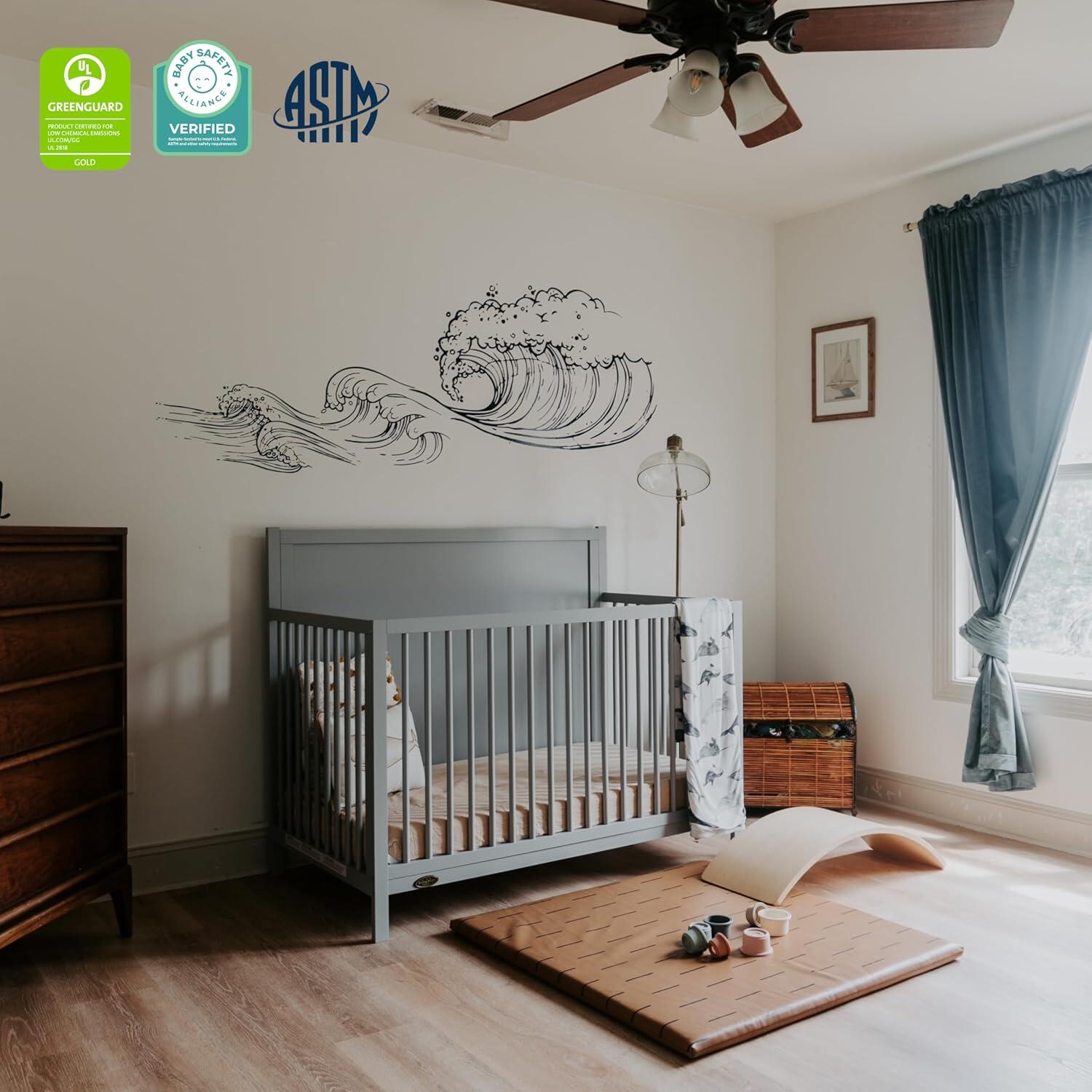 Dream On Me Dillian 5-in-1 Convertible Crib, Pebble Gray, rollover