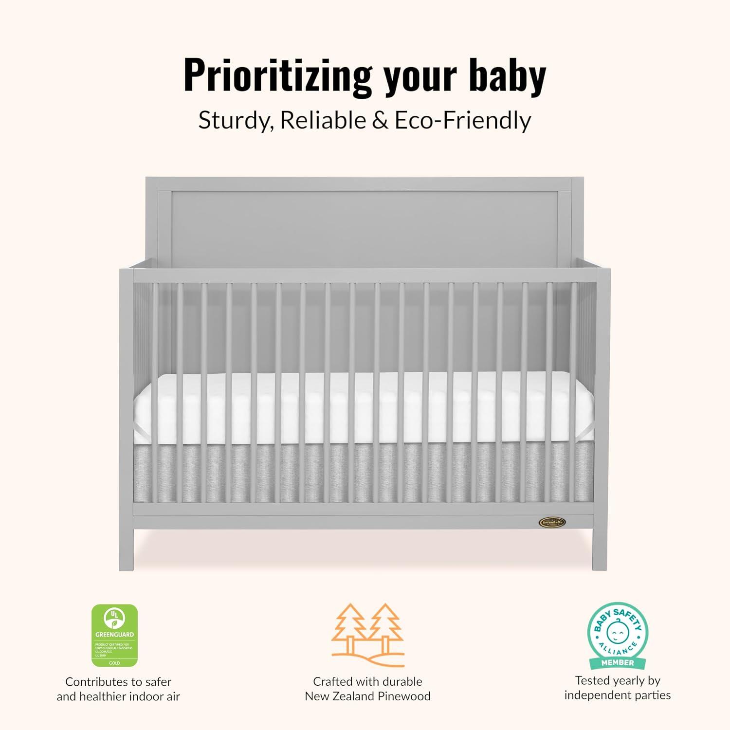 Dream On Me Dillian 5-in-1 Convertible Crib, Pebble Gray, large