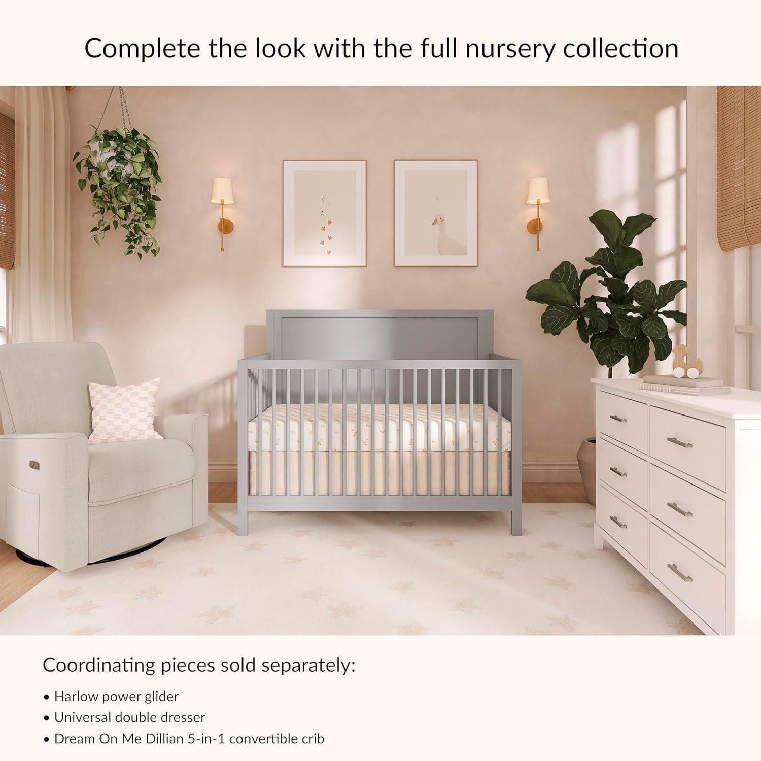 Dream On Me Dillian 5-in-1 Convertible Crib, Pebble Gray, large