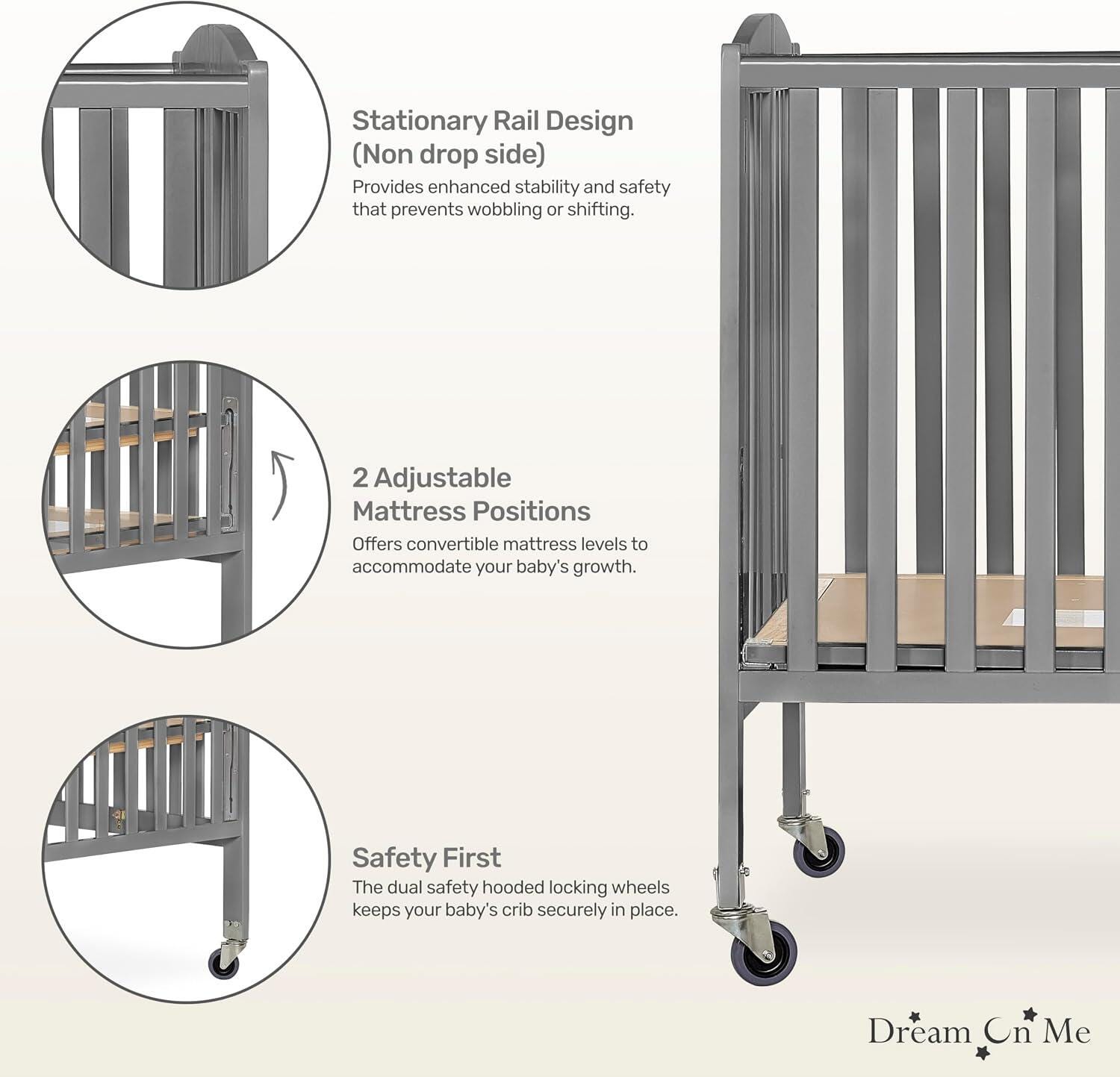 Dream On Me Metal Portable Crib, , large