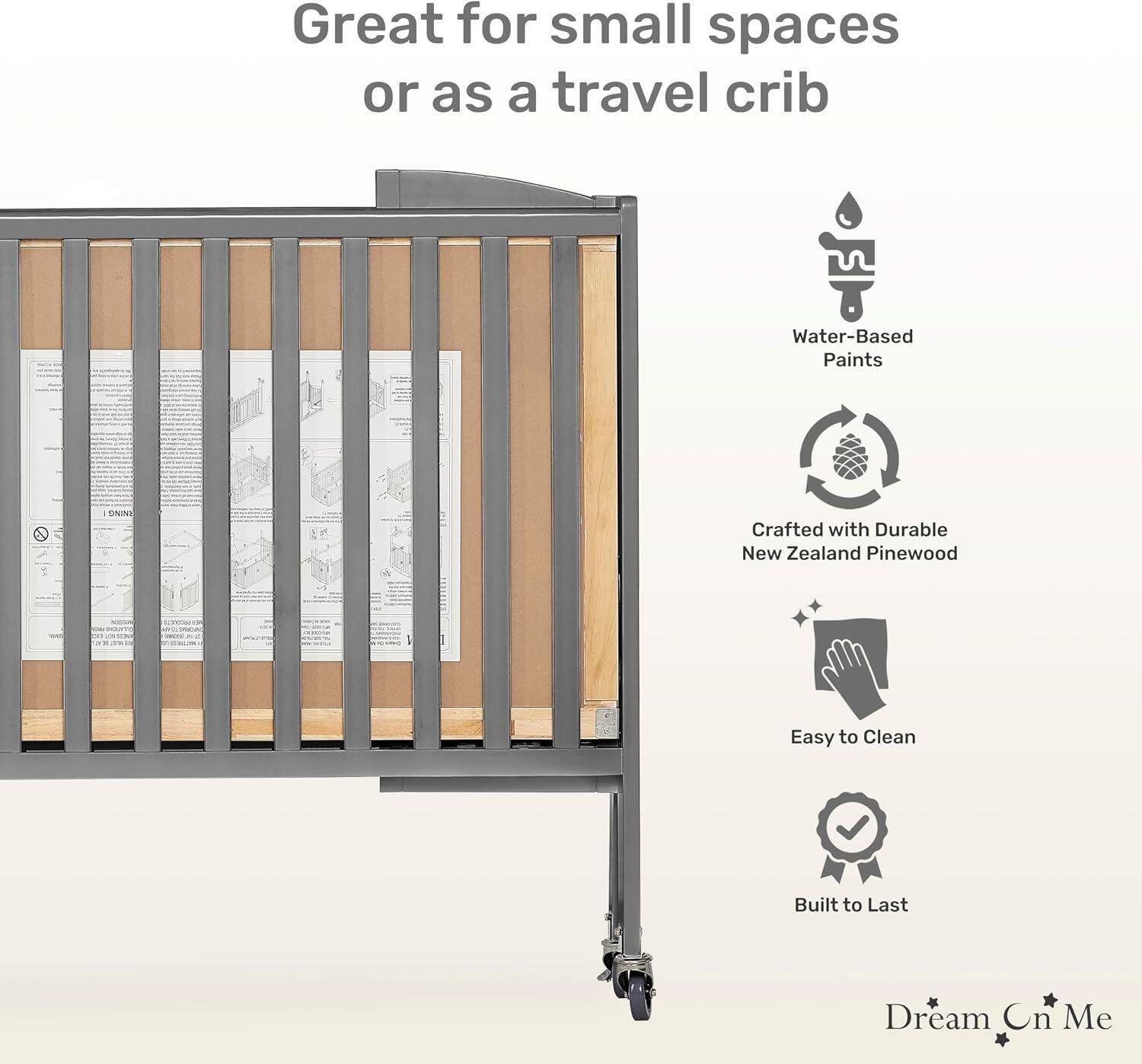 Dream On Me Metal Portable Crib, , large