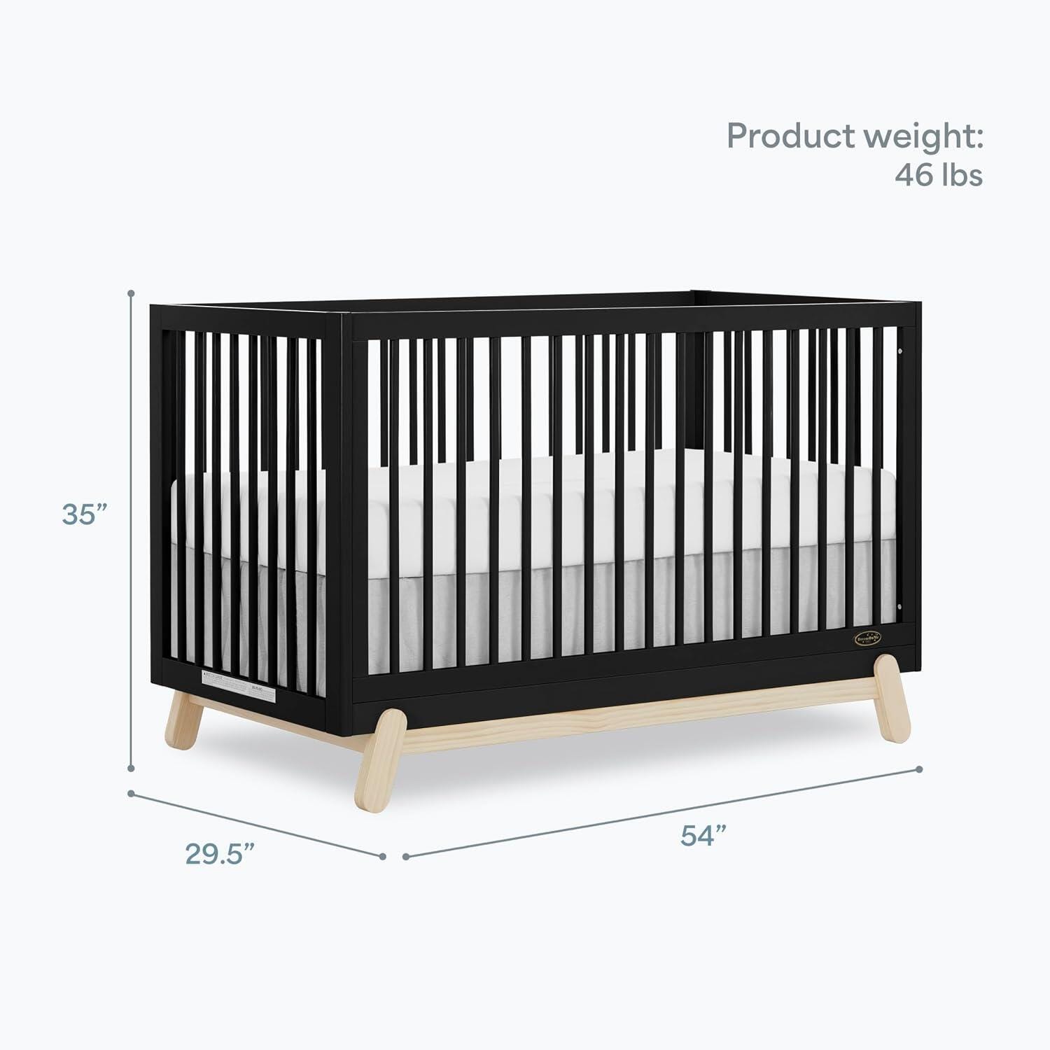 Dream On Me Hygge 5-in-1 Convertible Crib, Matte Black/Beige, large