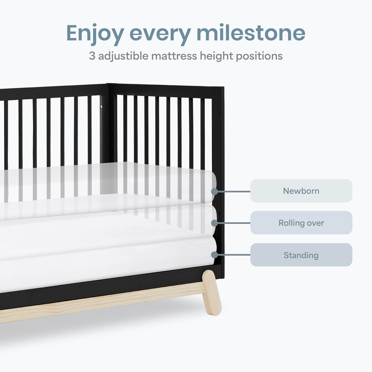 Dream On Me Hygge 5-in-1 Convertible Crib, Matte Black/Beige, large