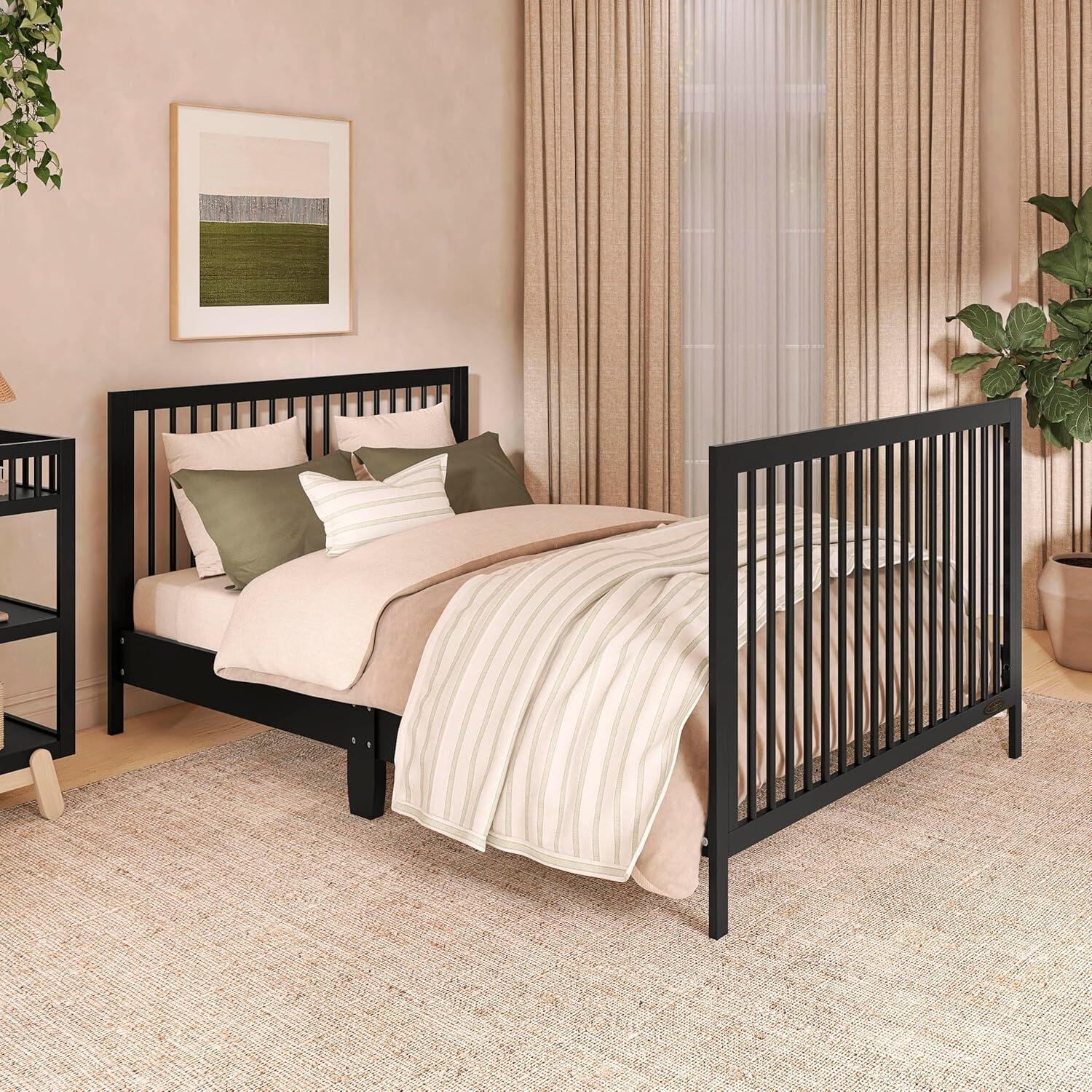 Dream On Me Hygge 5-in-1 Convertible Crib, Matte Black/Beige, large
