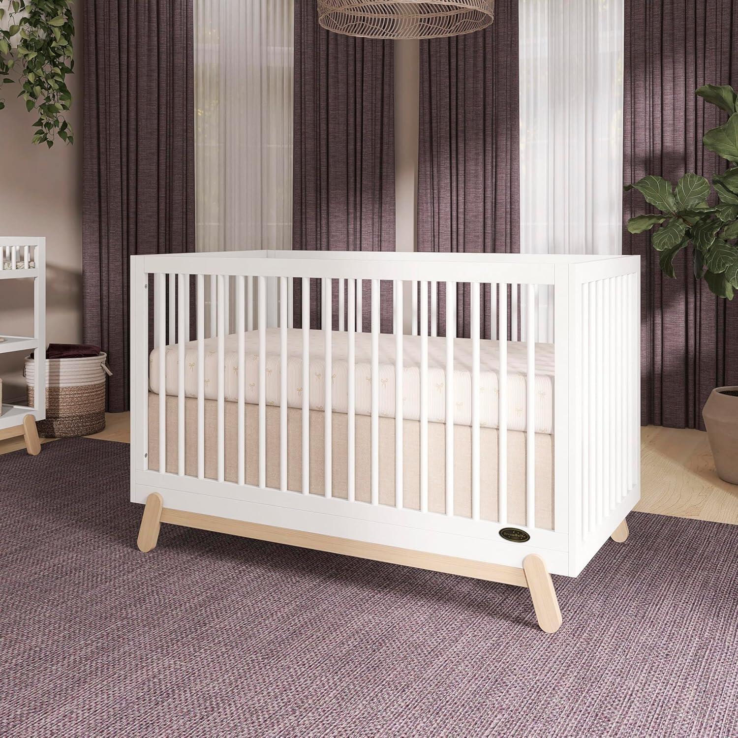 Dream On Me Hygge 5-in-1 Convertible Crib, White Oak/Beige