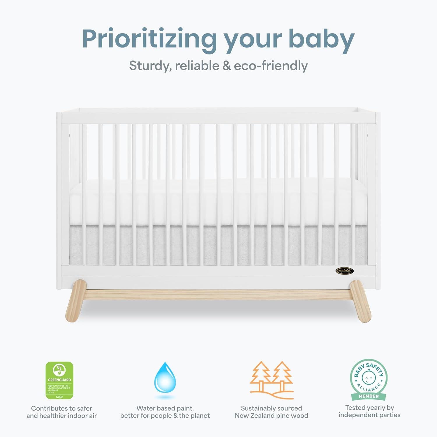 Dream On Me Hygge 5-in-1 Convertible Crib, White Oak/Beige, large