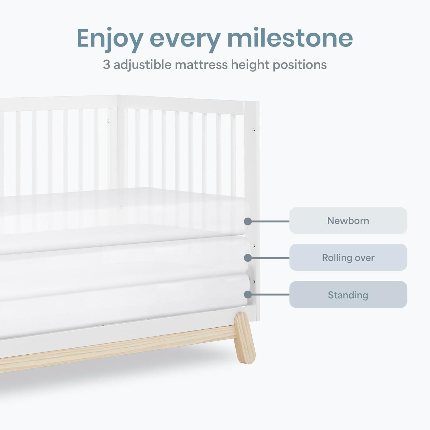 Dream On Me Hygge 5-in-1 Convertible Crib, White Oak/Beige, large