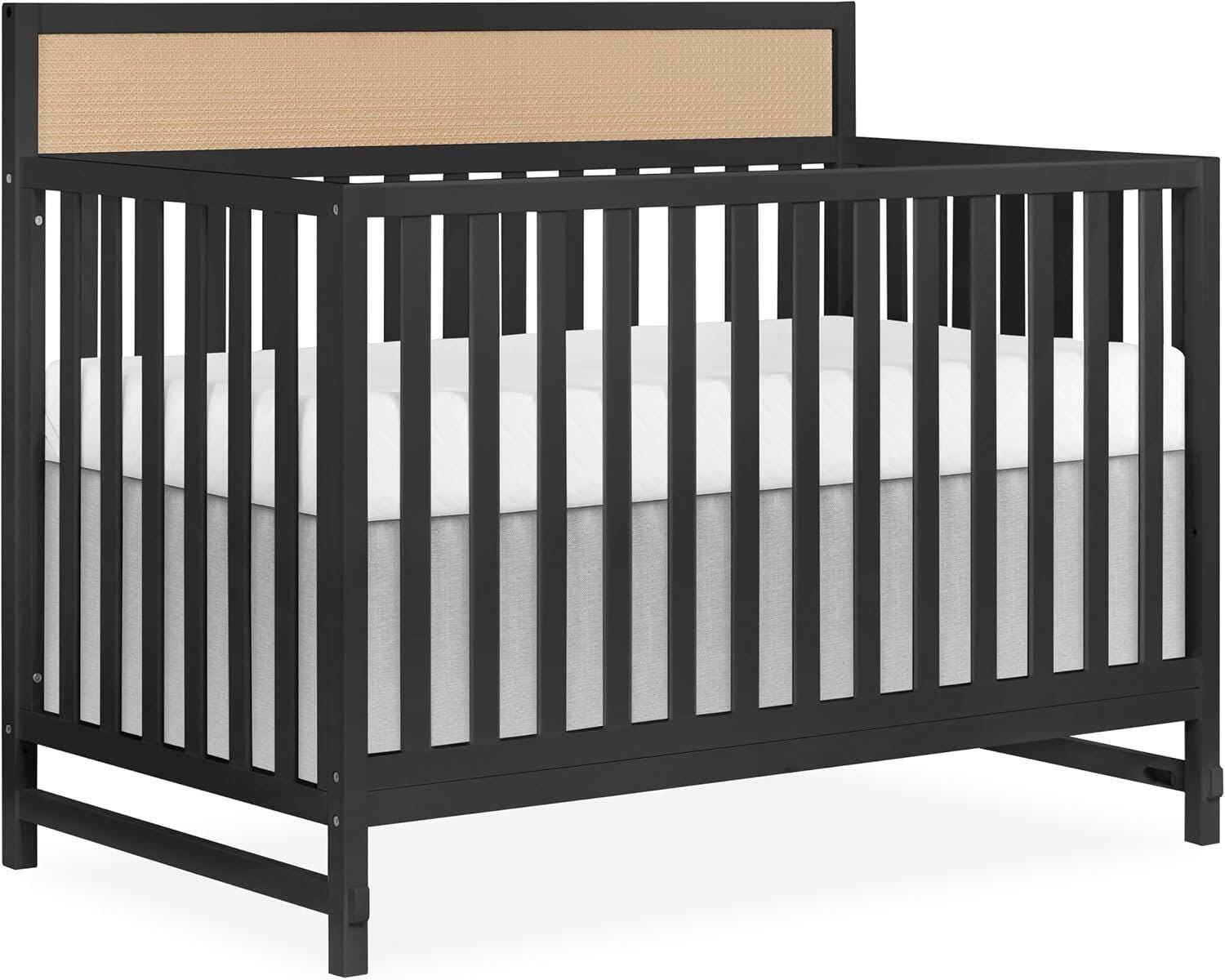Dream On Me Kai 4-in-1 Convertible Crib, Matte Black/Beige, large