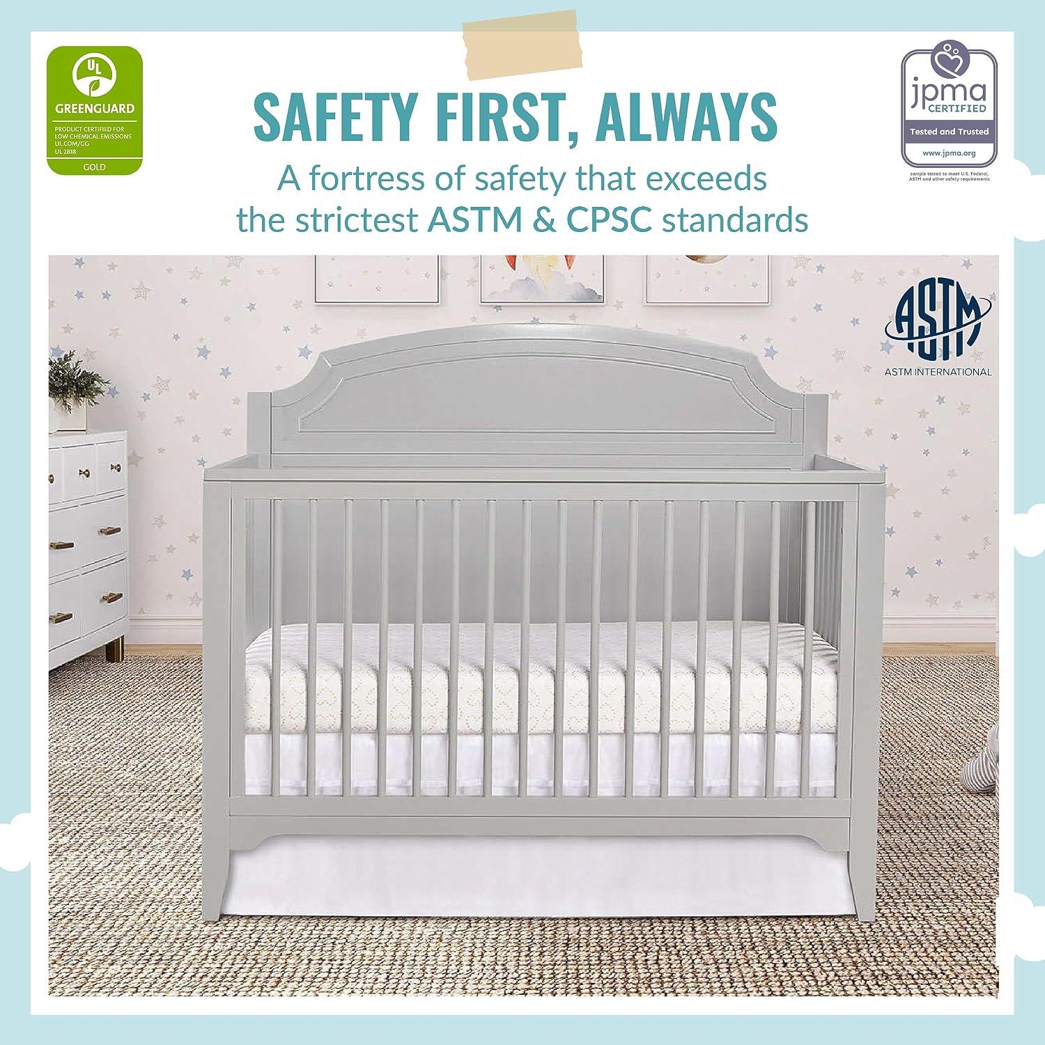 Dream On Me Milton 5-in-1 Convertible Crib, Pebble Gray, large