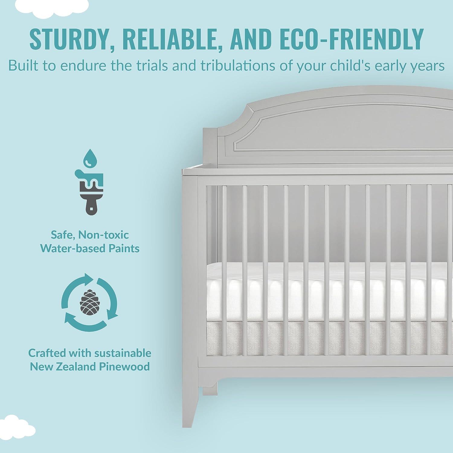 Dream On Me Milton 5-in-1 Convertible Crib, Pebble Gray, large