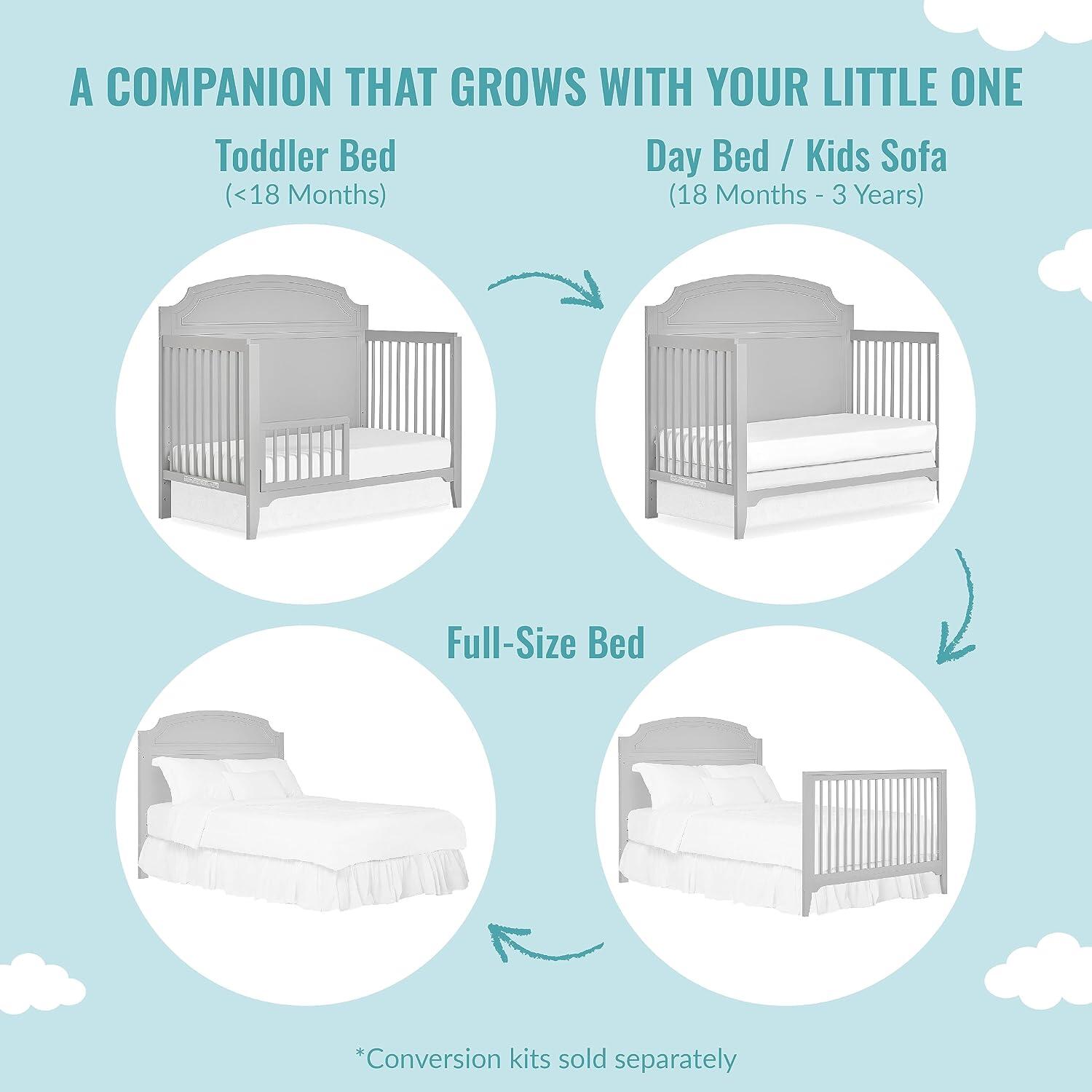 Dream On Me Milton 5-in-1 Convertible Crib, Pebble Gray, large