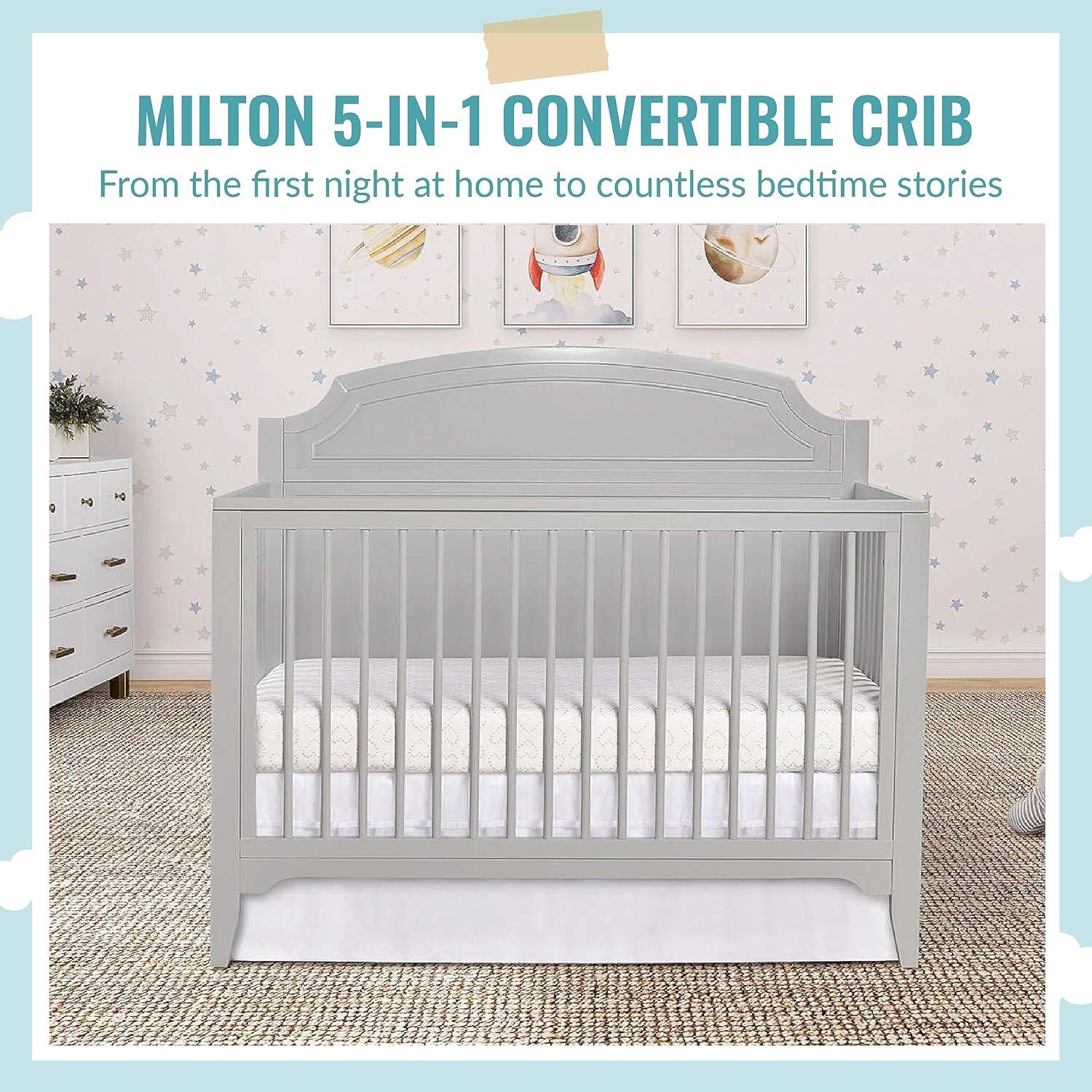 Dream On Me Milton 5-in-1 Convertible Crib, Pebble Gray, large