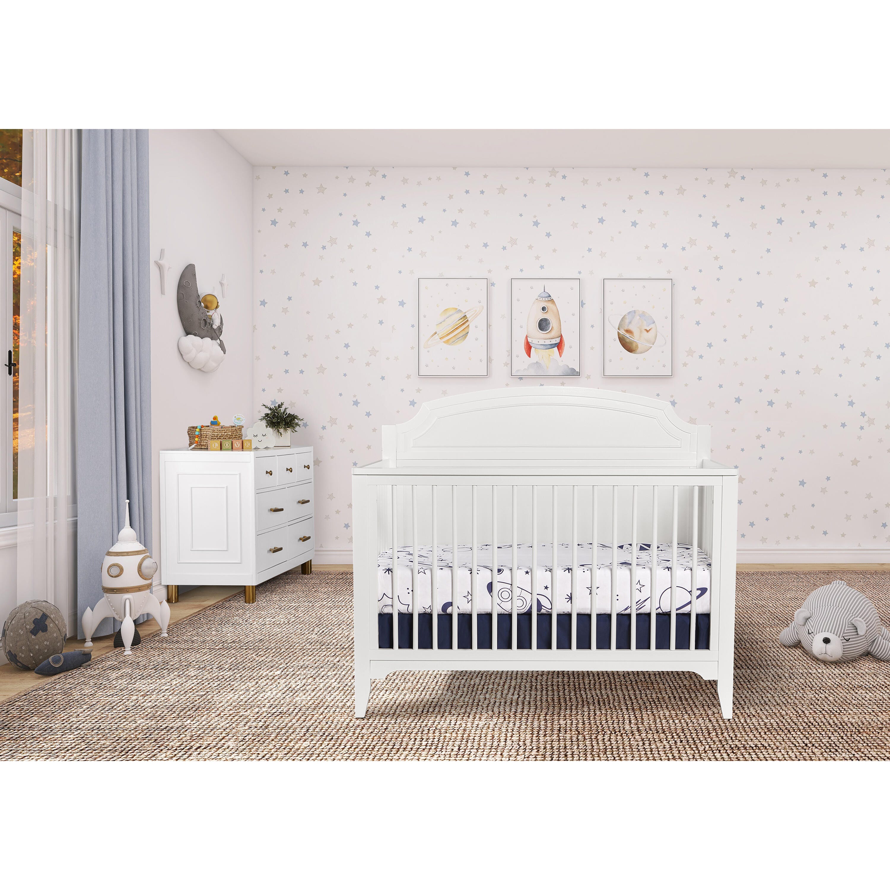 Dream On Me Milton 5-in-1 Convertible Crib, White, large