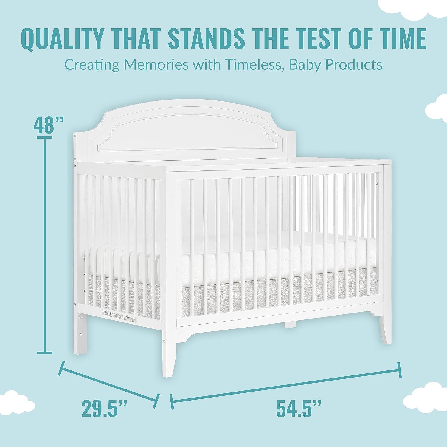 Dream On Me Milton 5-in-1 Convertible Crib, White, large