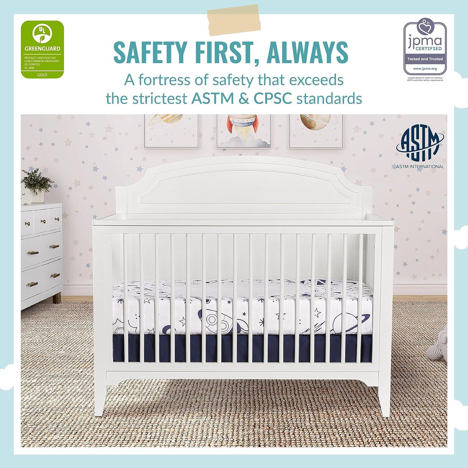Dream On Me Milton 5-in-1 Convertible Crib, White, large