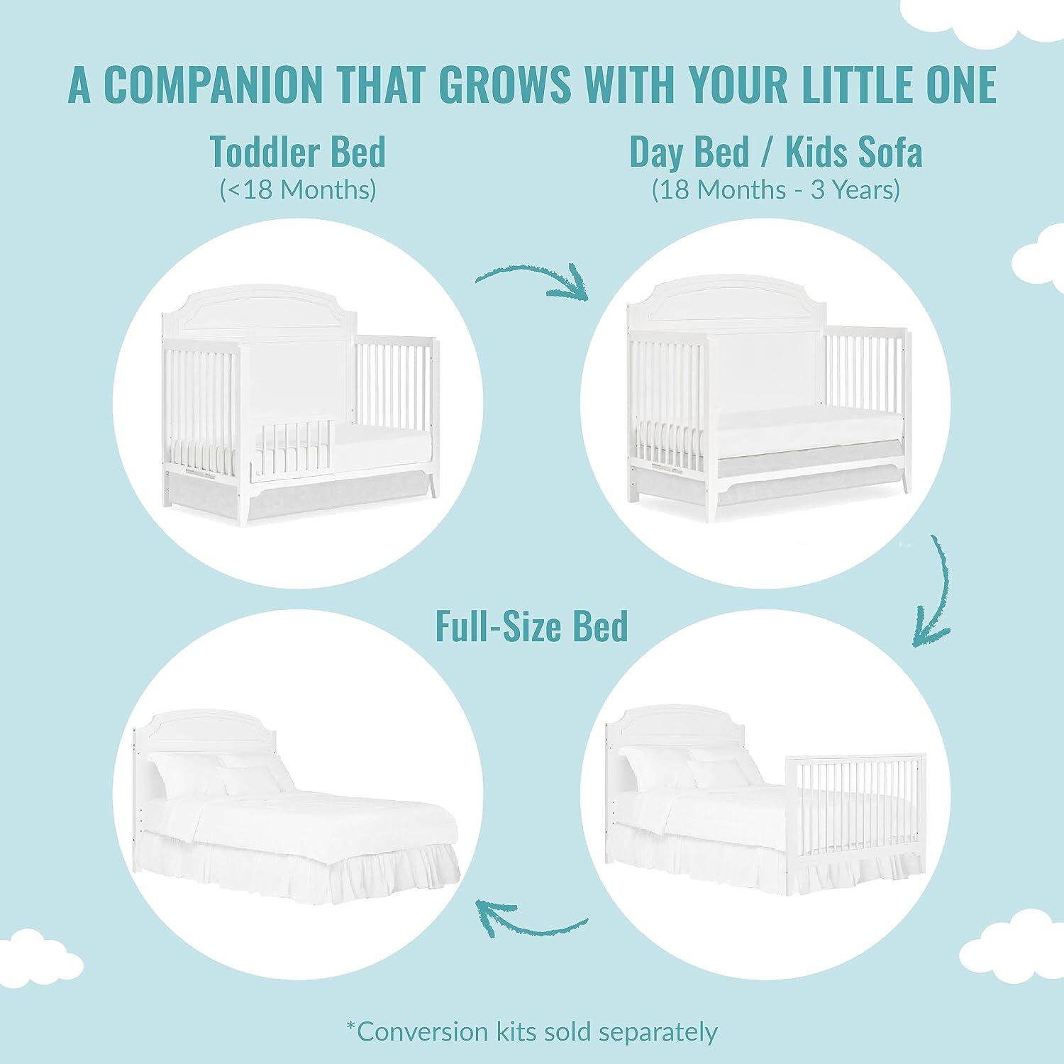 Dream On Me Milton 5-in-1 Convertible Crib, White, large