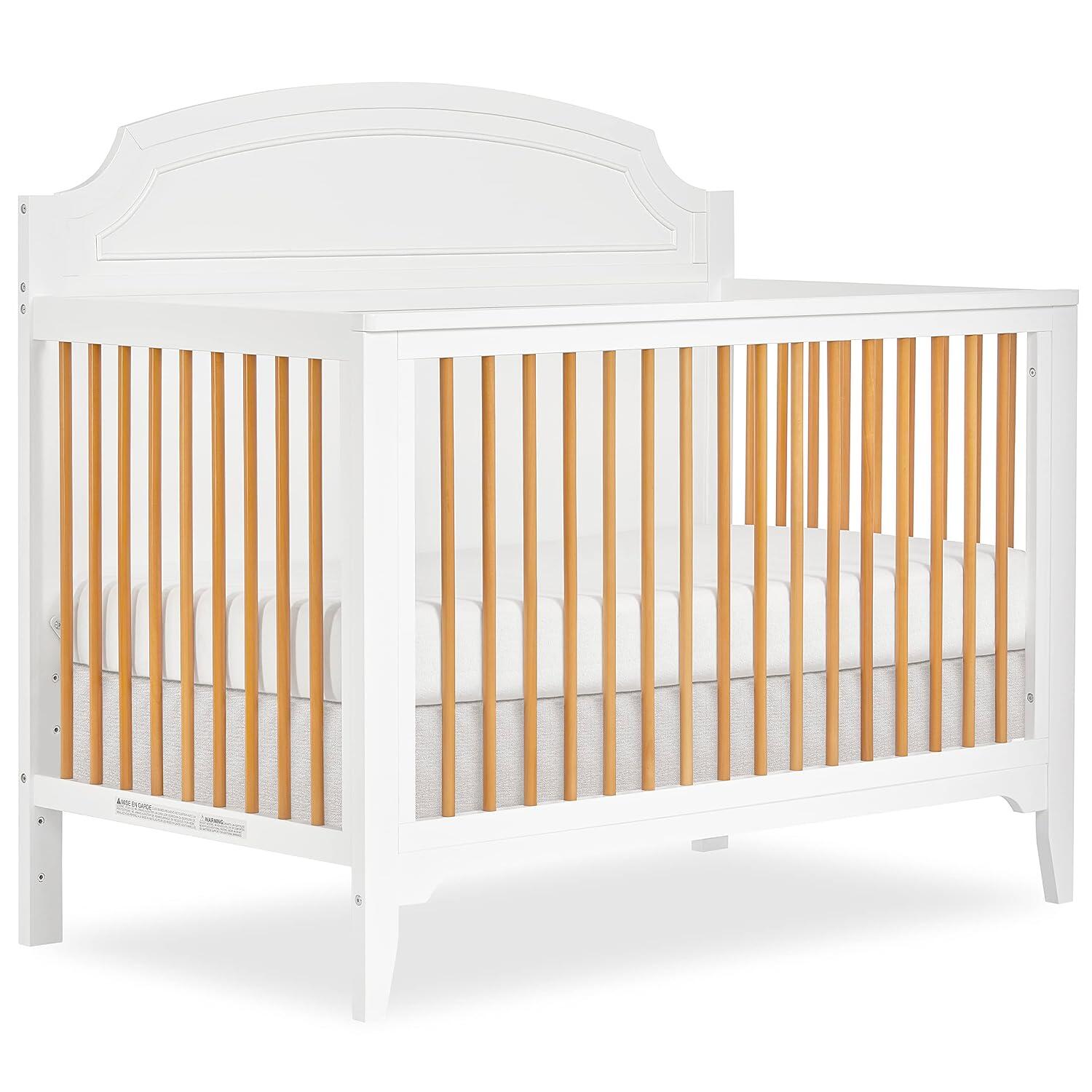 Dream On Me Milton 5-in-1 Convertible Crib, White/Natural, large