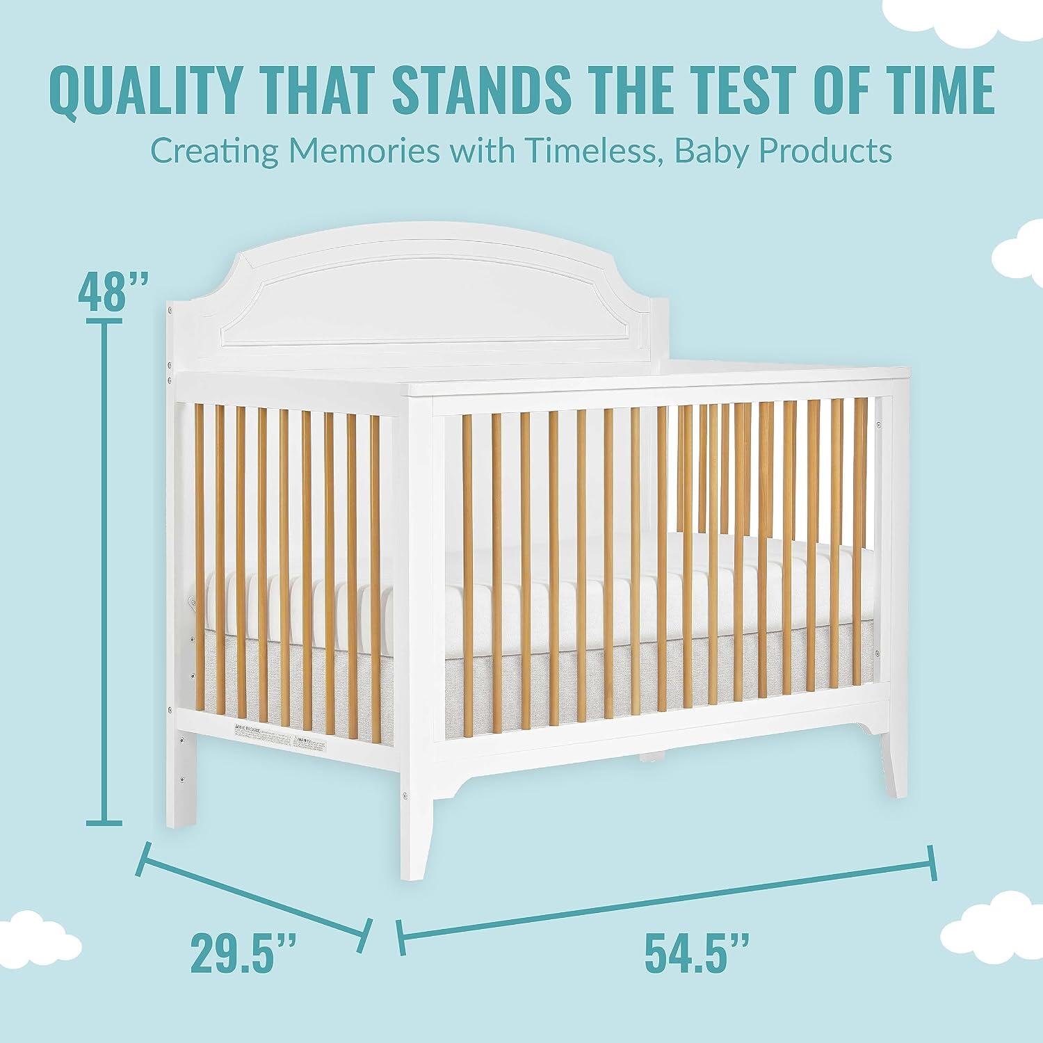 Dream On Me Milton 5-in-1 Convertible Crib, White/Natural, large