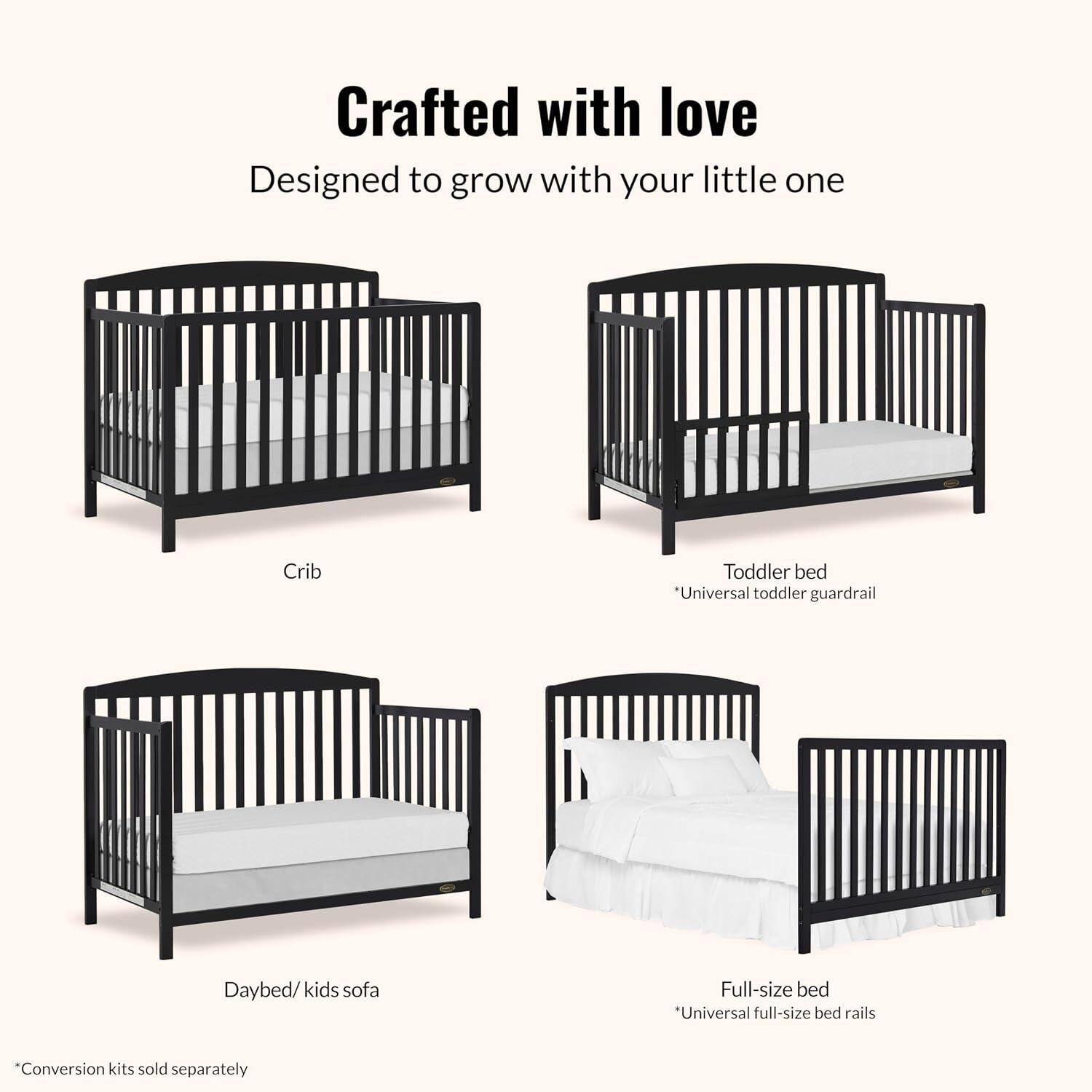 Dream On Me Odelle 5-in-1 Convertible Crib, Matte Black, large