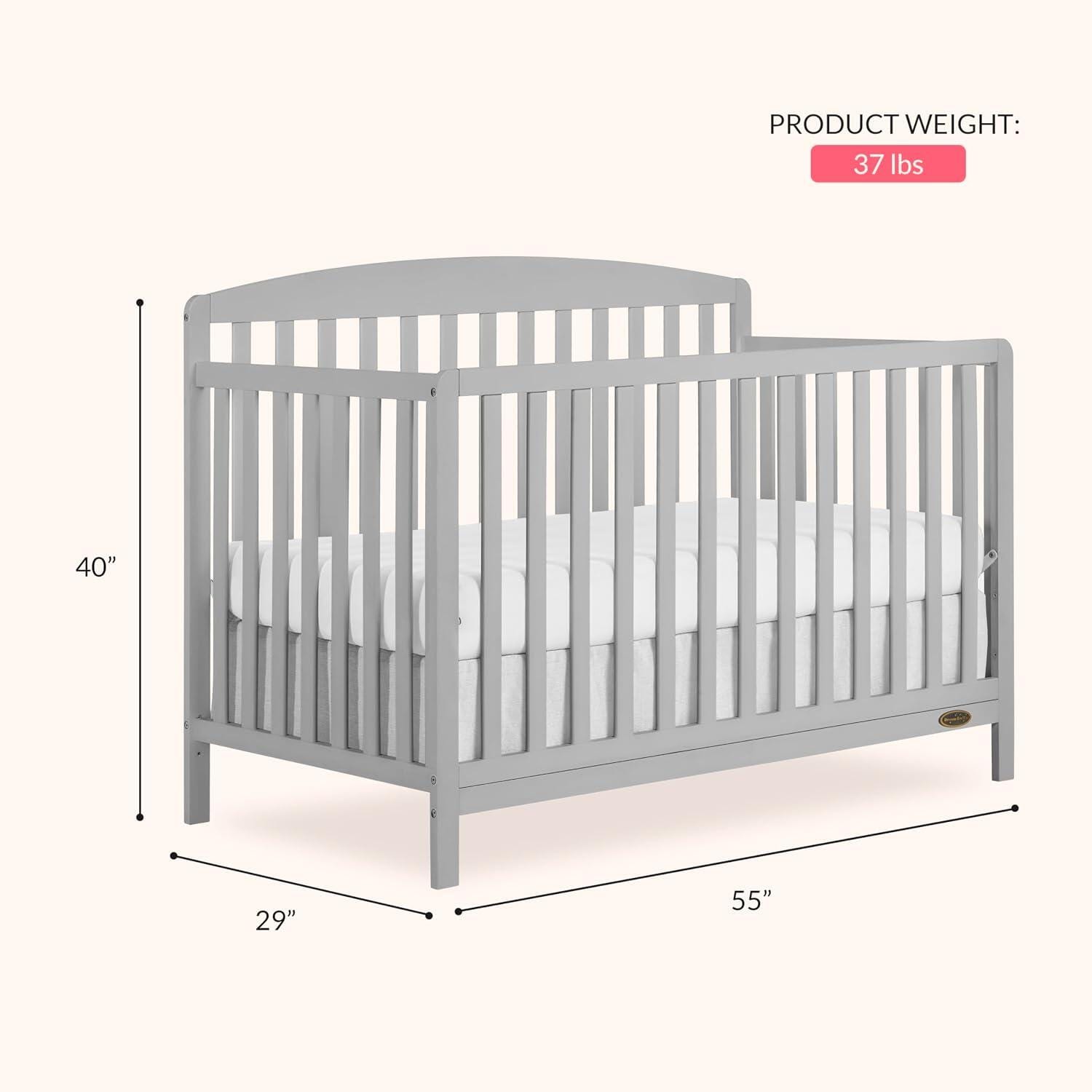 Dream On Me Odelle 5-in-1 Convertible Crib, Pebble Gray, large