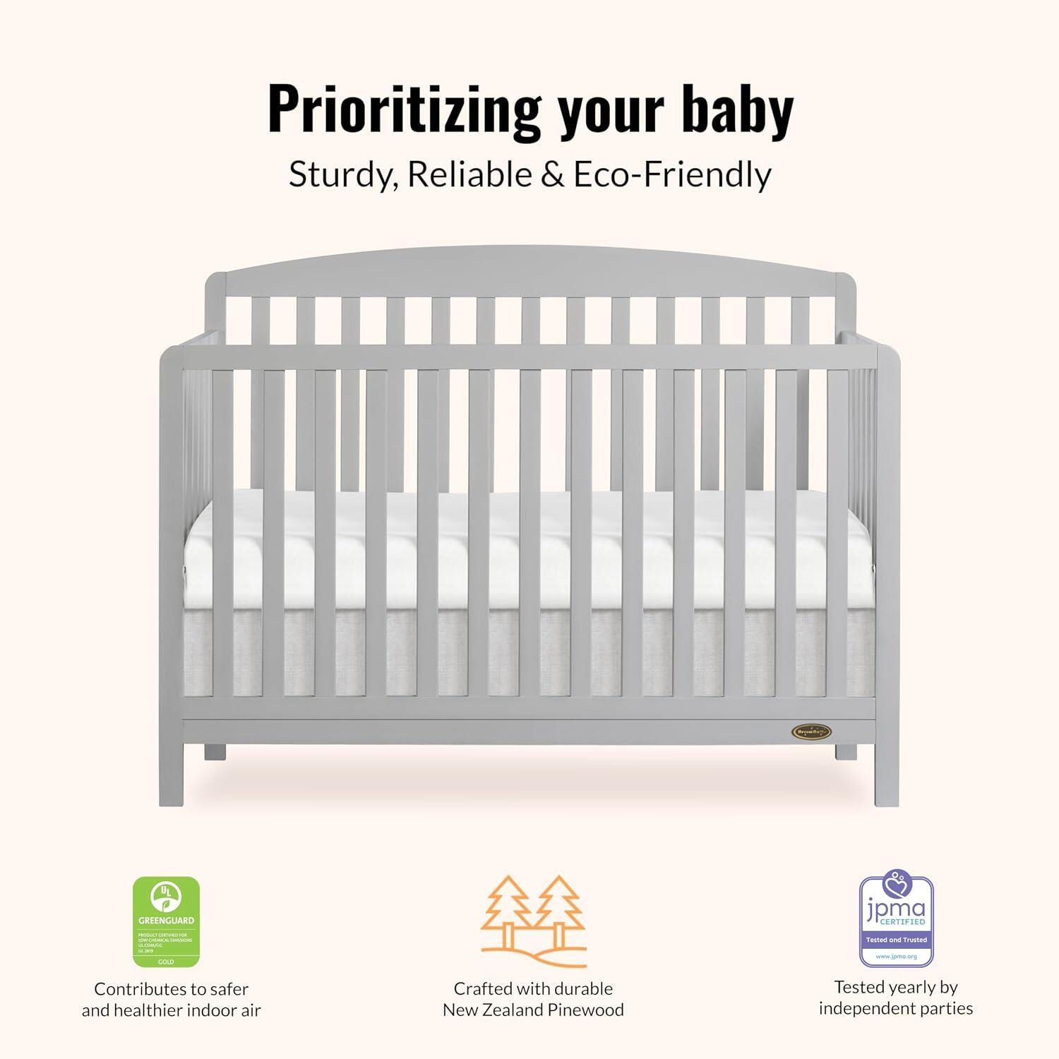 Dream On Me Odelle 5-in-1 Convertible Crib, Pebble Gray, large