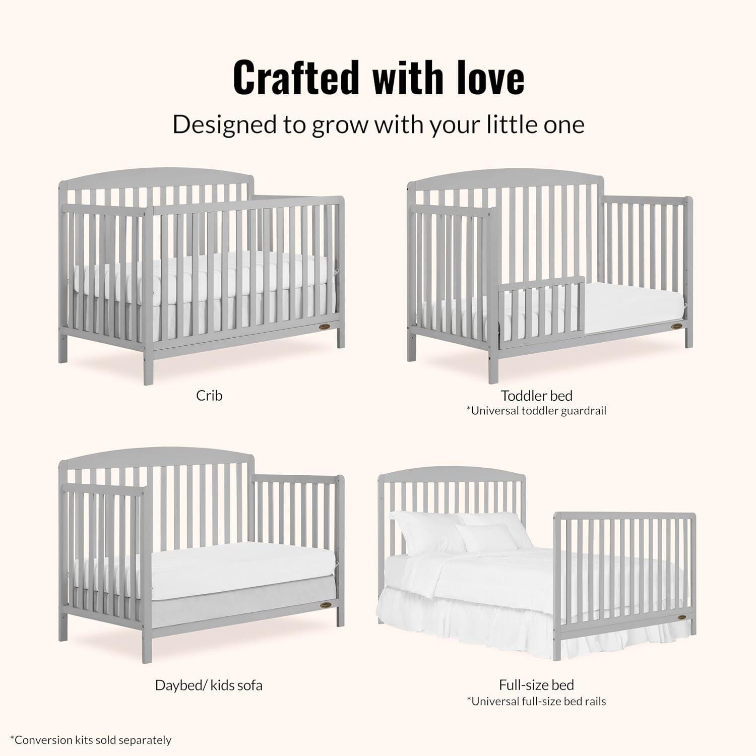 Dream On Me Odelle 5-in-1 Convertible Crib, Pebble Gray, large