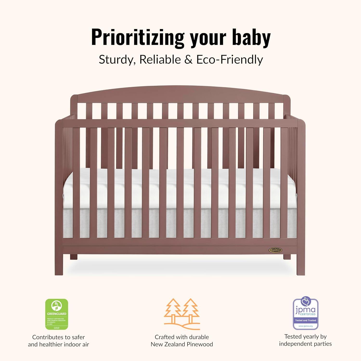 Dream On Me Odelle 5-in-1 Convertible Crib, Baltic Amber, large