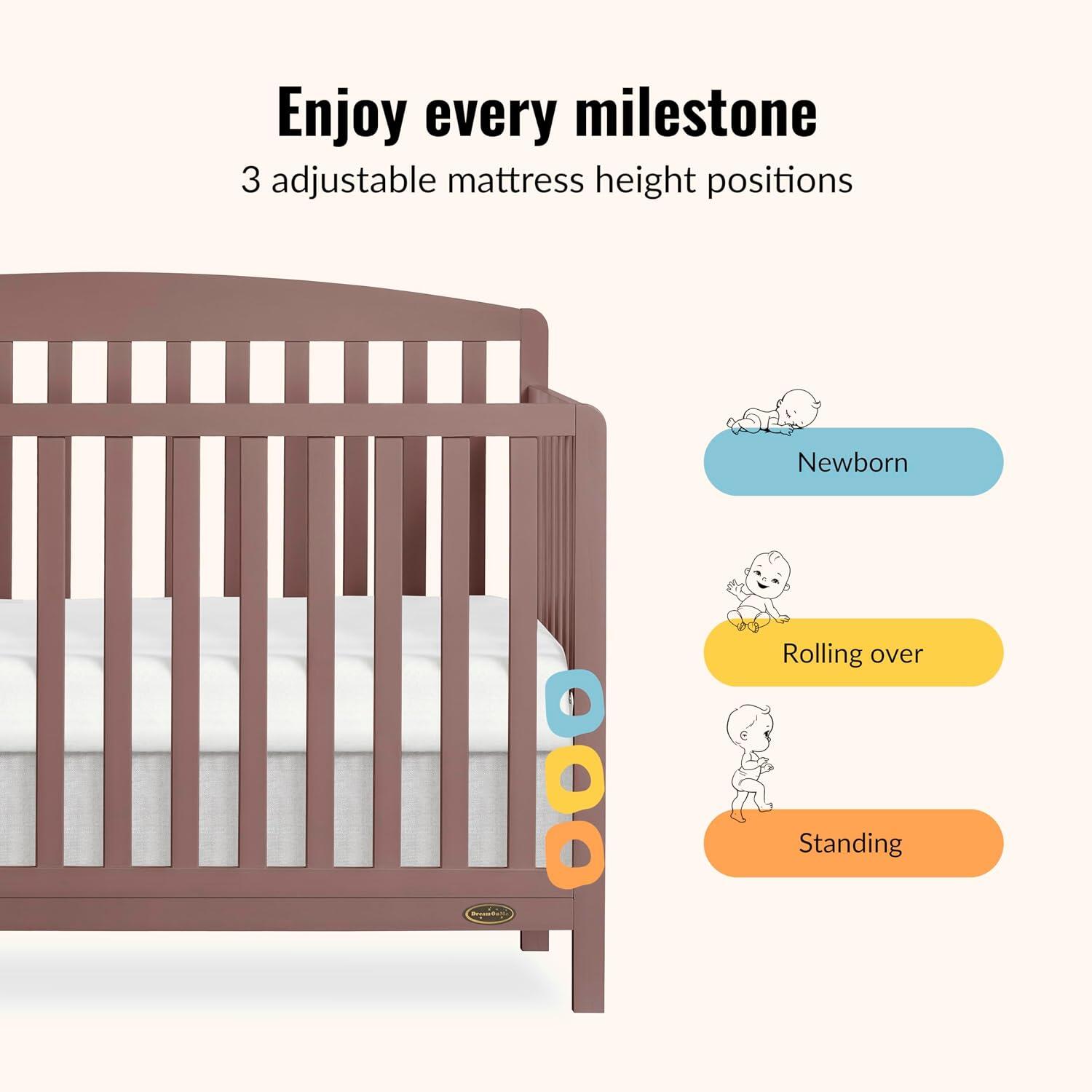 Dream On Me Odelle 5-in-1 Convertible Crib, Baltic Amber, large