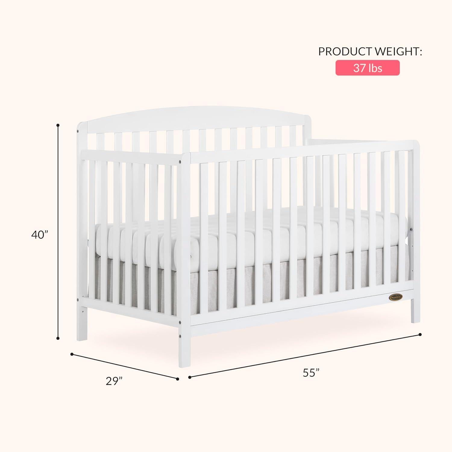 Dream On Me Odelle 5-in-1 Convertible Crib, White, large