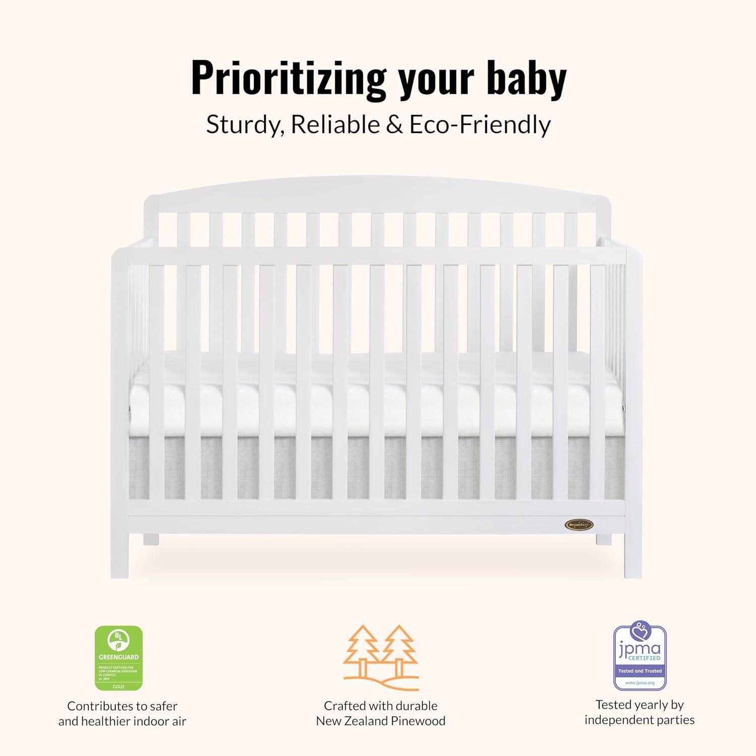 Dream On Me Odelle 5-in-1 Convertible Crib, White, large