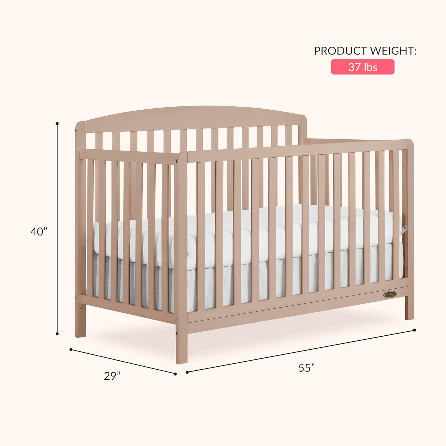 Dream On Me Odelle 5-in-1 Convertible Crib, Almond Butter, large