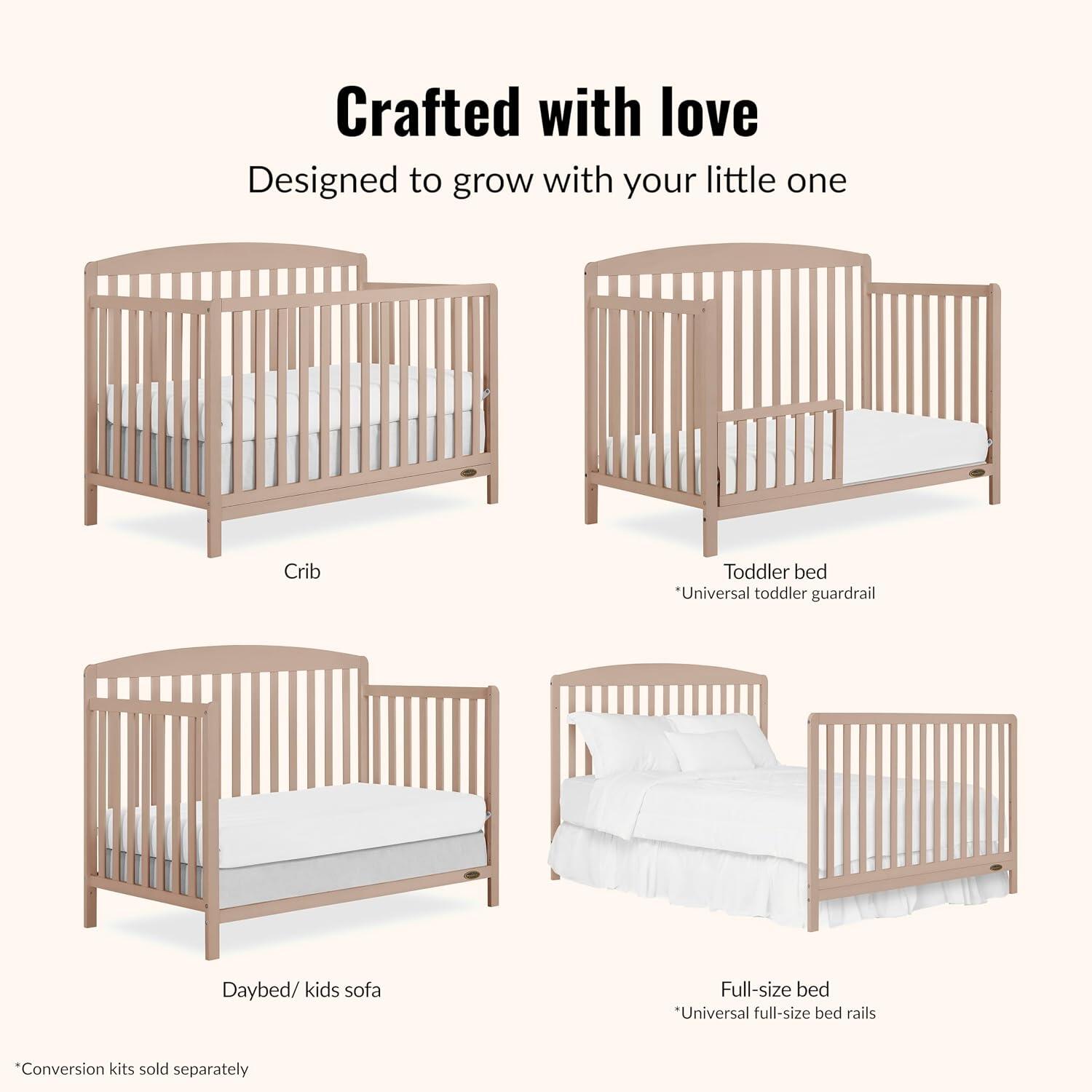 Dream On Me Odelle 5-in-1 Convertible Crib, Almond Butter, large
