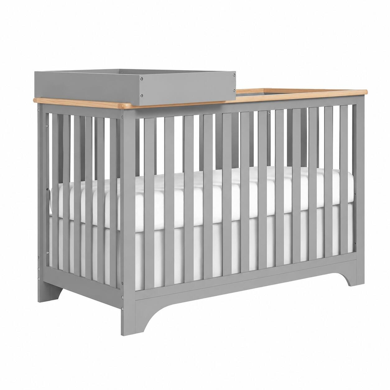 Dream On Me Orion 5-in-1 Convertible Crib with Changer, Pebble Gray/Beige, large