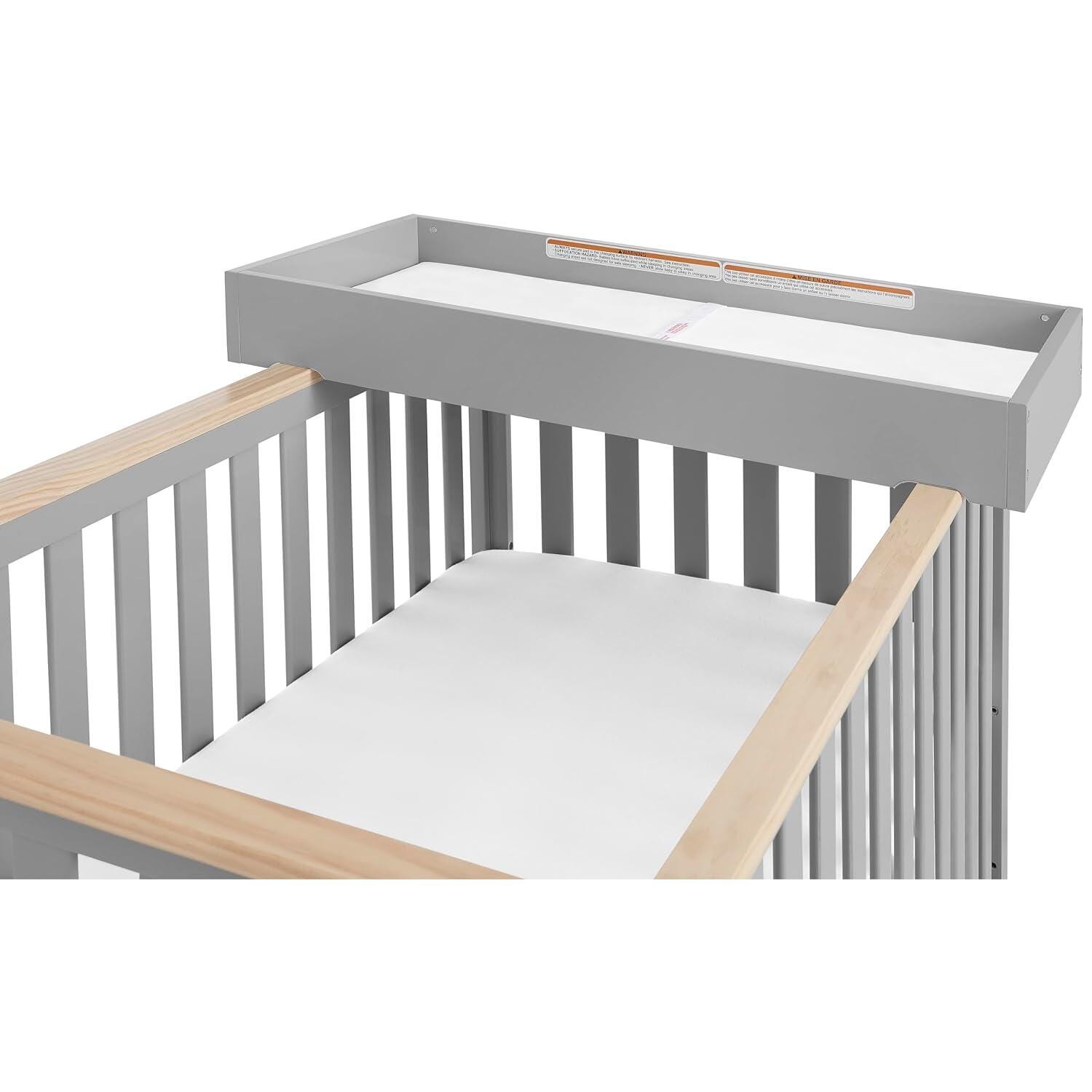 Dream On Me Orion 5-in-1 Convertible Crib with Changer, Pebble Gray/Beige, large
