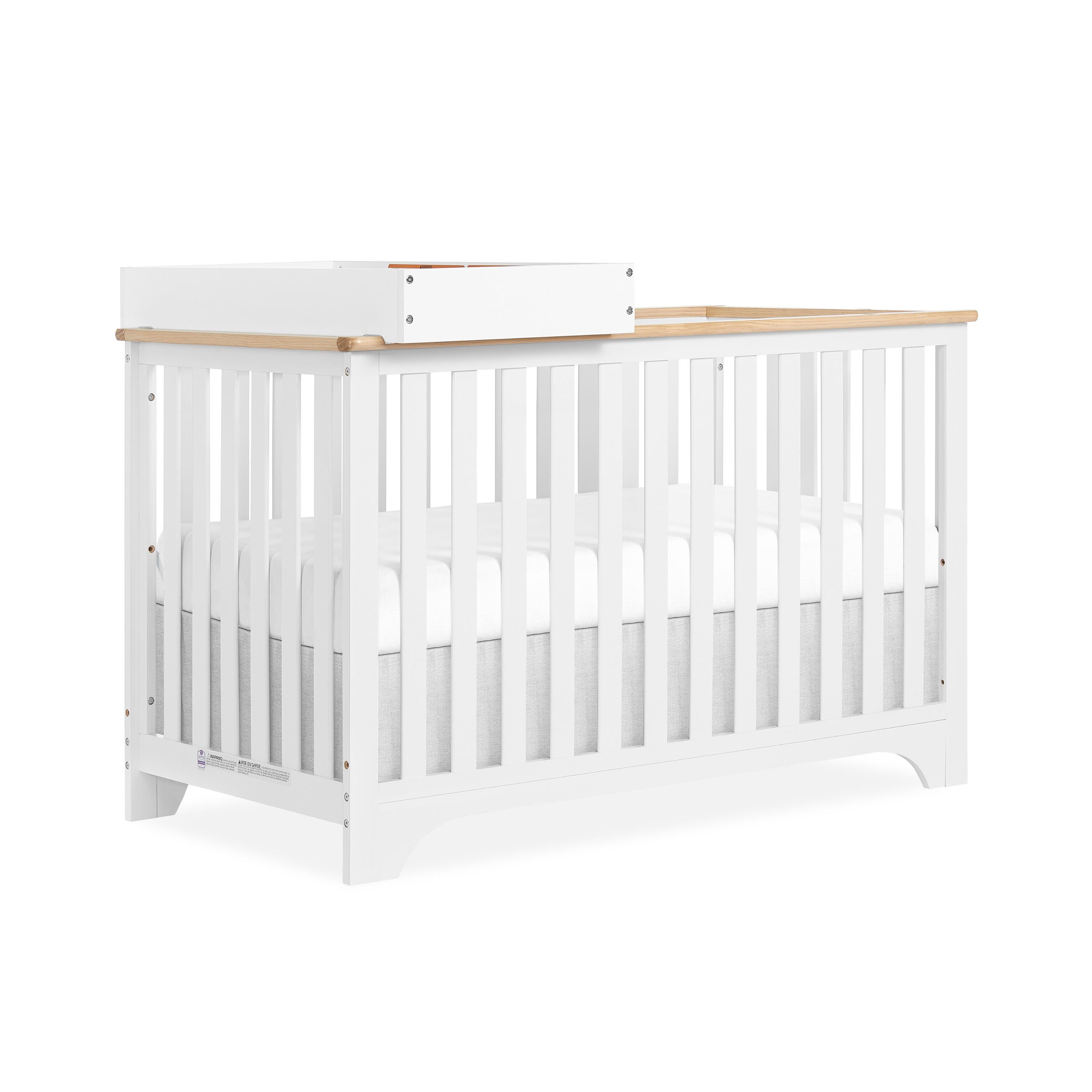 Dream On Me Orion 5-in-1 Convertible Crib with Changer, Vintage White/Beige, large