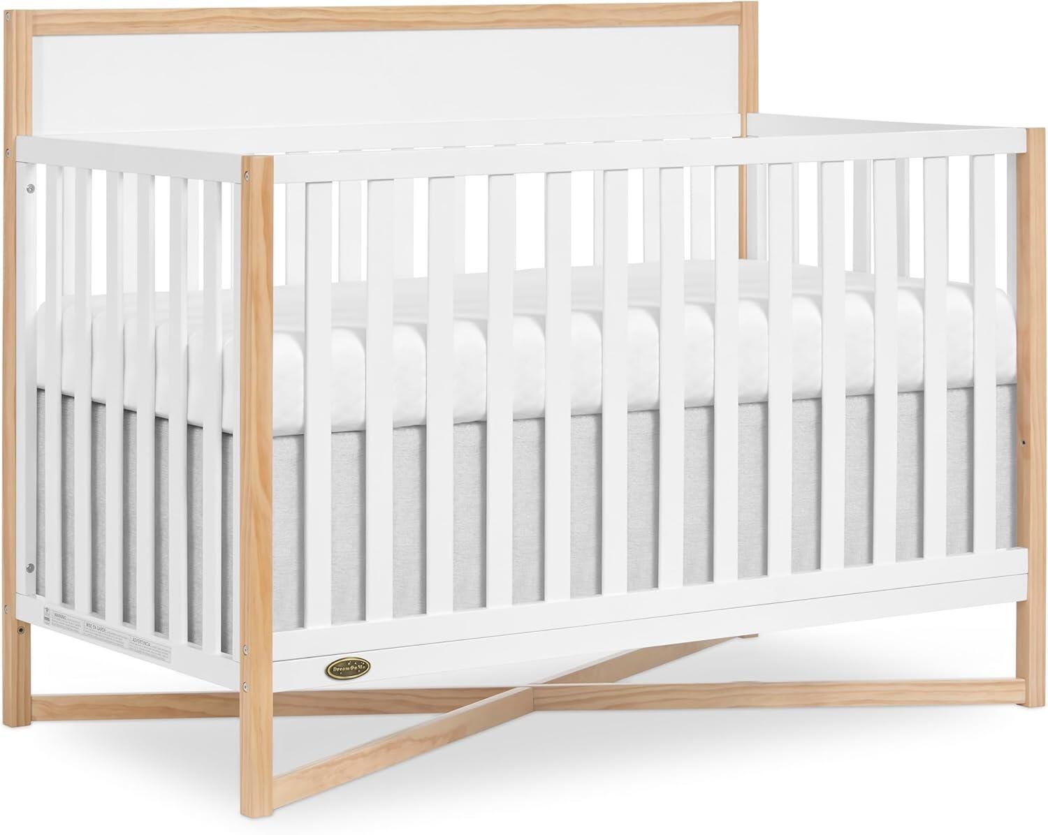 Dream On Me Owen 5-in-1 Convertible Crib, Vintage White/Beige, large