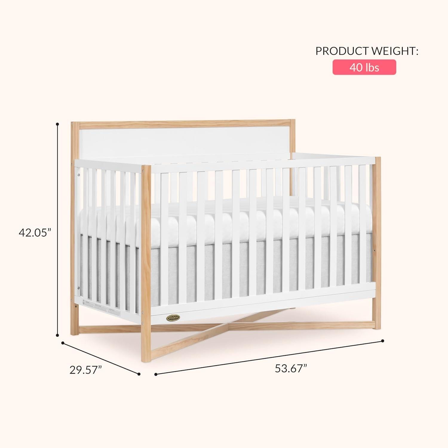 Dream On Me Owen 5-in-1 Convertible Crib, Vintage White/Beige, large